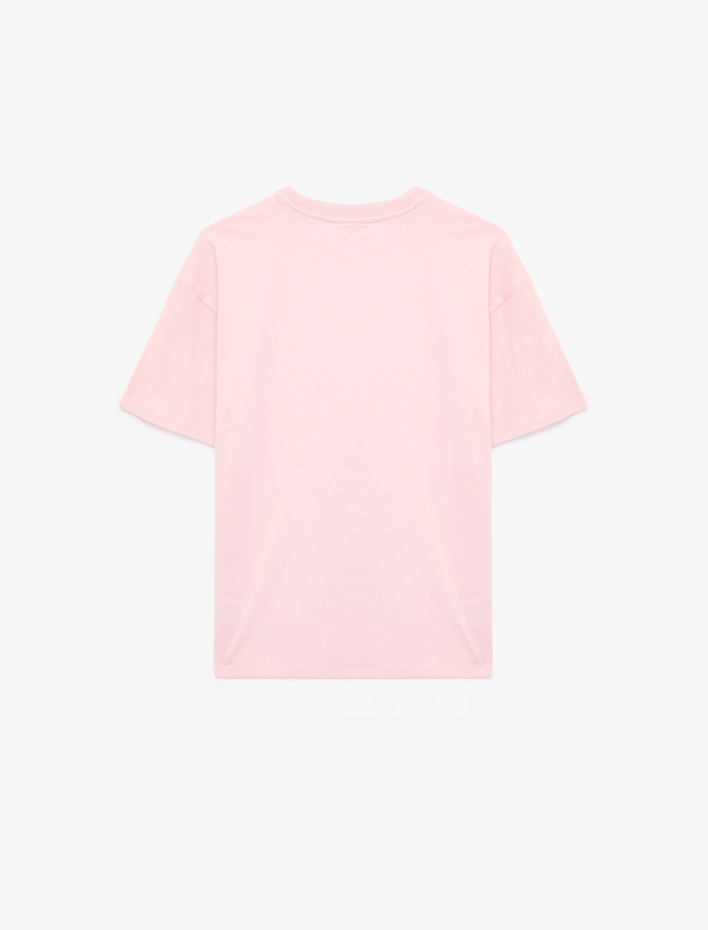  Stitch Baskılı Rahat Kalıp Kısa Kollu Bisiklet Yaka Lisanslı Tişört