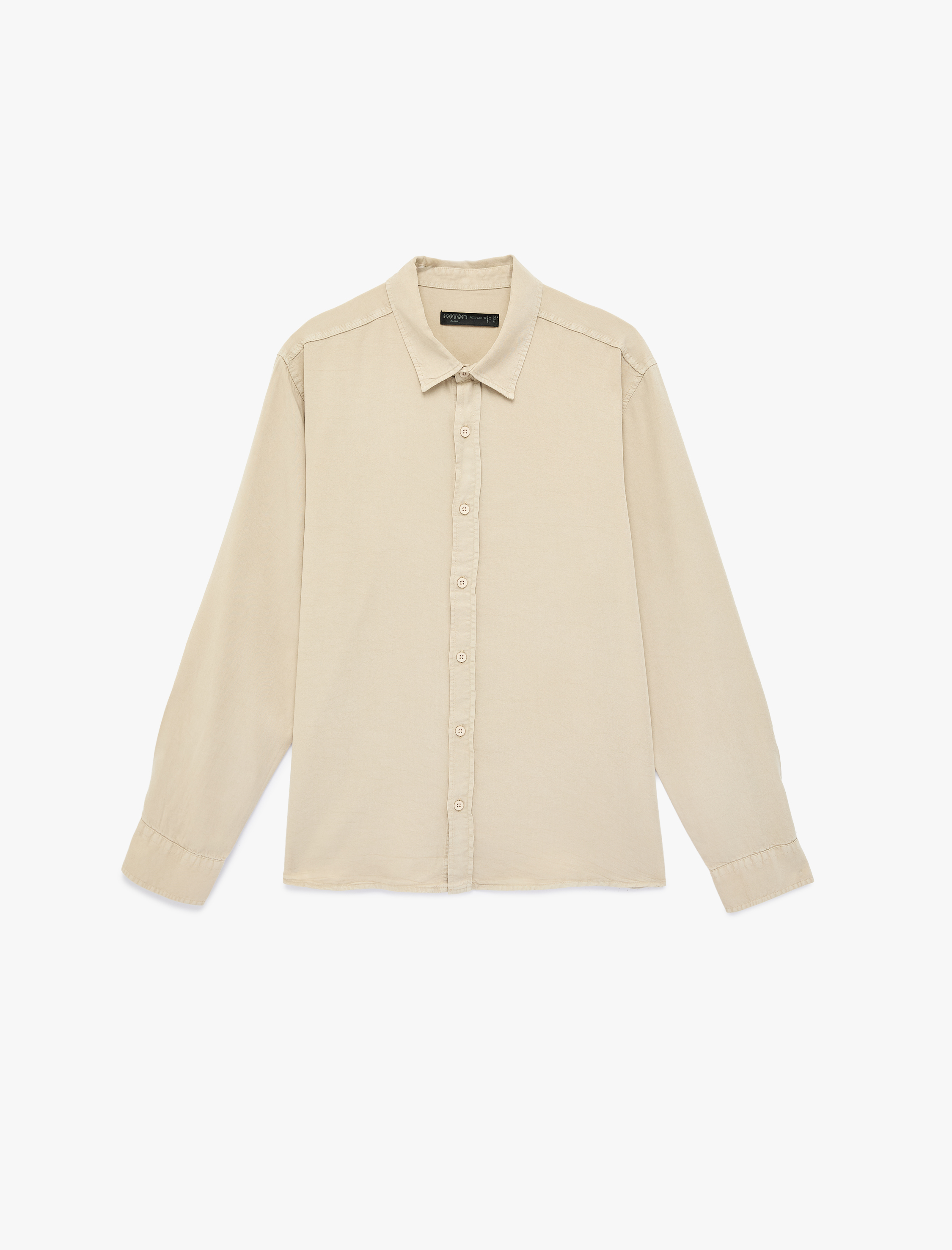   Regular Fit Düğmeli Uzun Kollu Klasik Yaka Gömlek