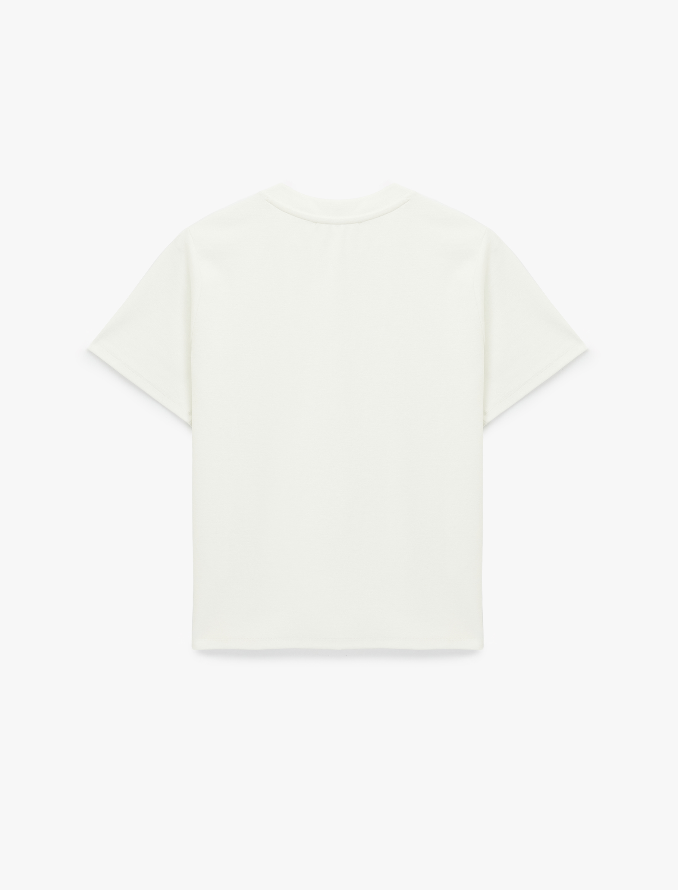   Pamuklu Kısa Kollu Bisiklet Yaka Nakış Detaylı Kalpli Tişört