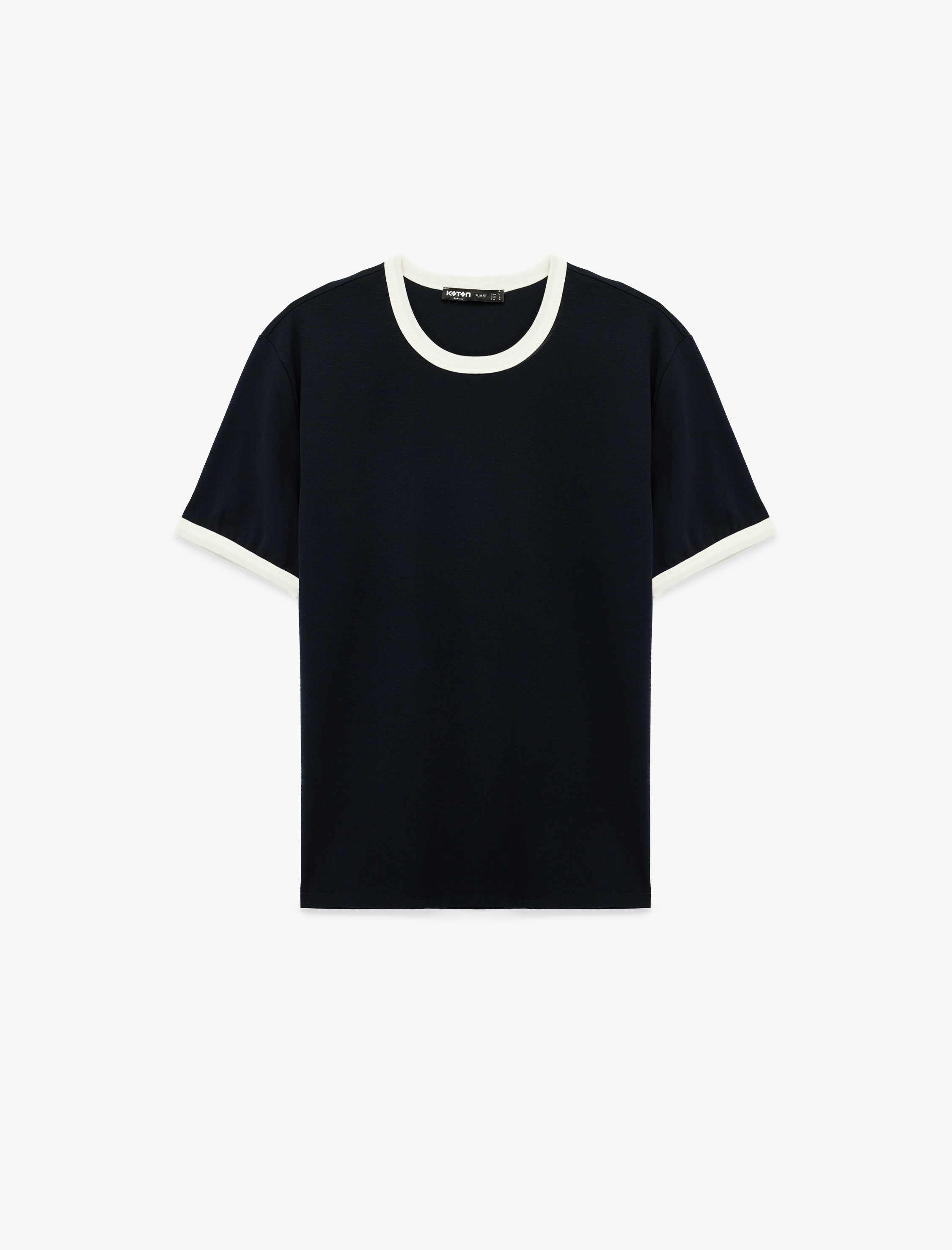   Kısa Kollu Biyeli Pamuklu Bisiklet Yaka Slim Fit Tişört