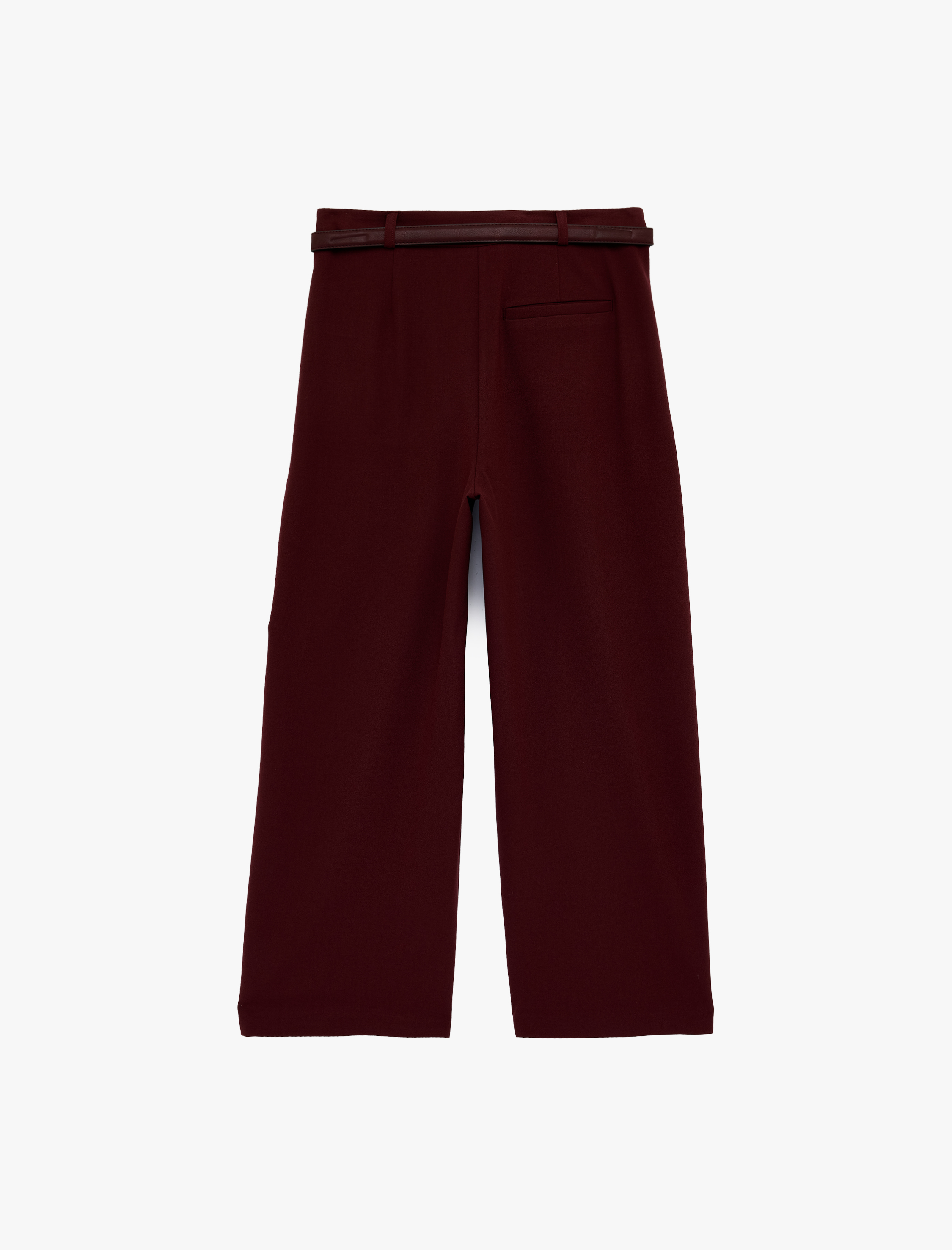   Cepli Pileli Kemerli Geniş Paça Kumaş Pantolon