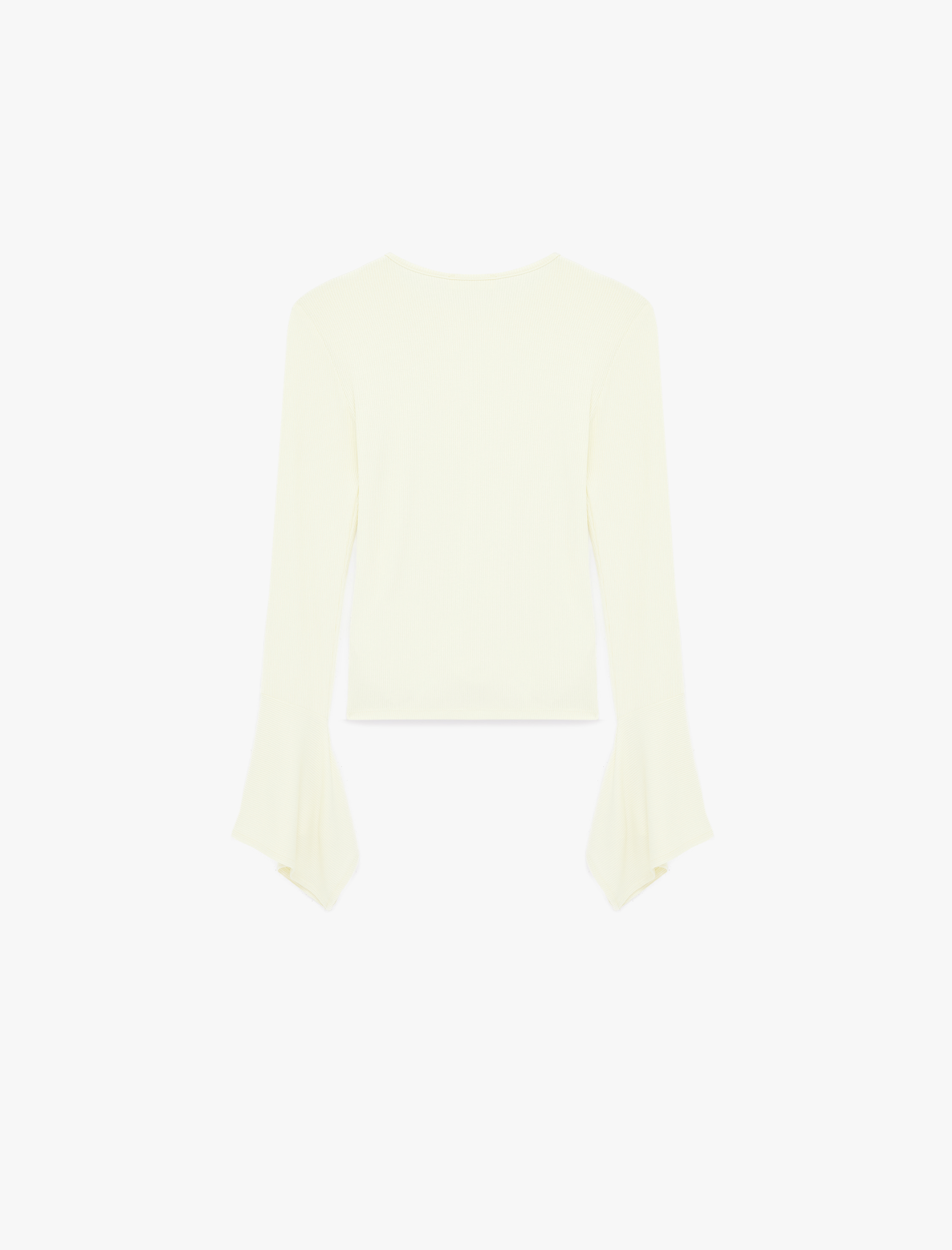   Slim Fit Bisiklet Yaka Uzun İspanyol Kollu Fitilli Bluz