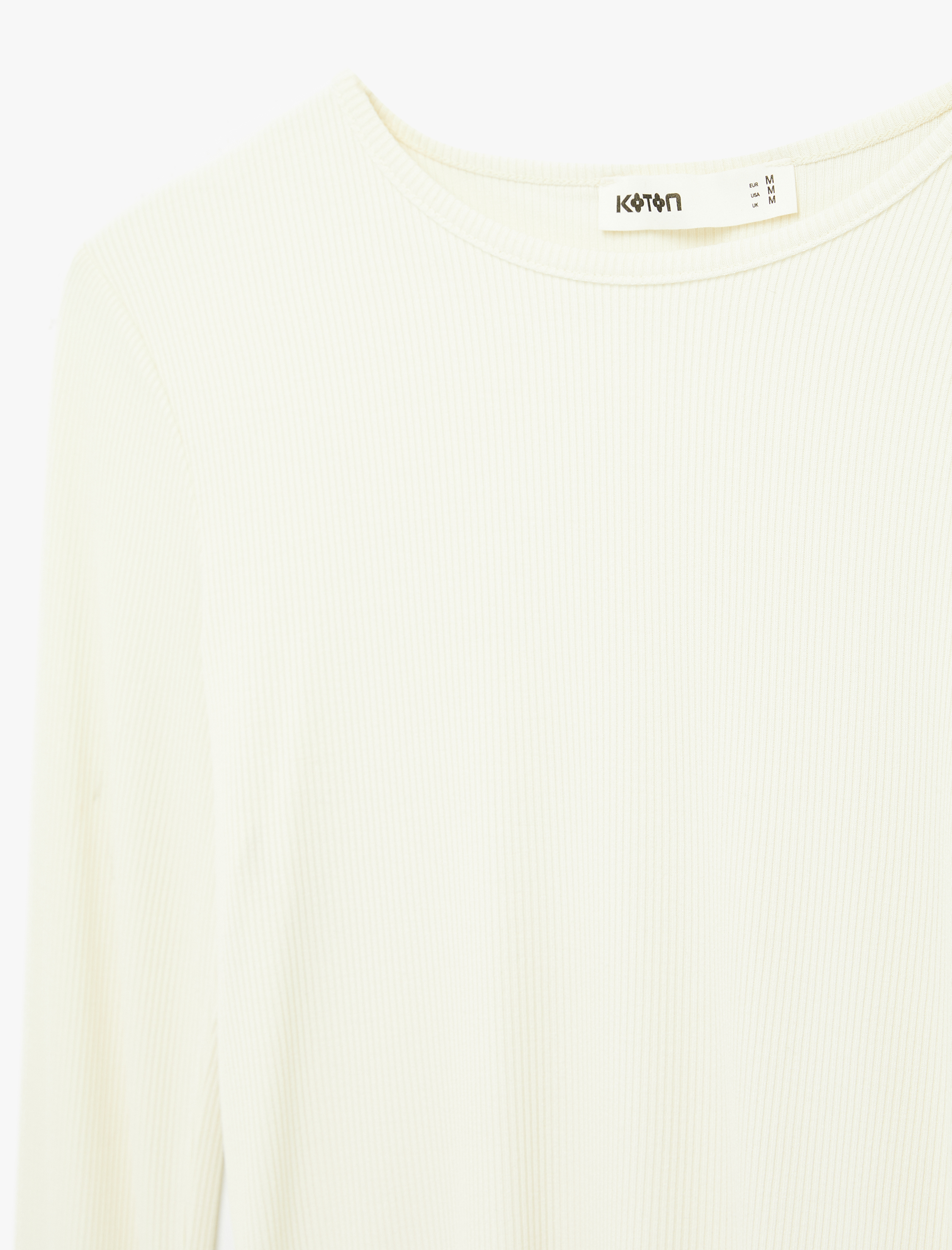   Slim Fit Bisiklet Yaka Uzun İspanyol Kollu Fitilli Bluz