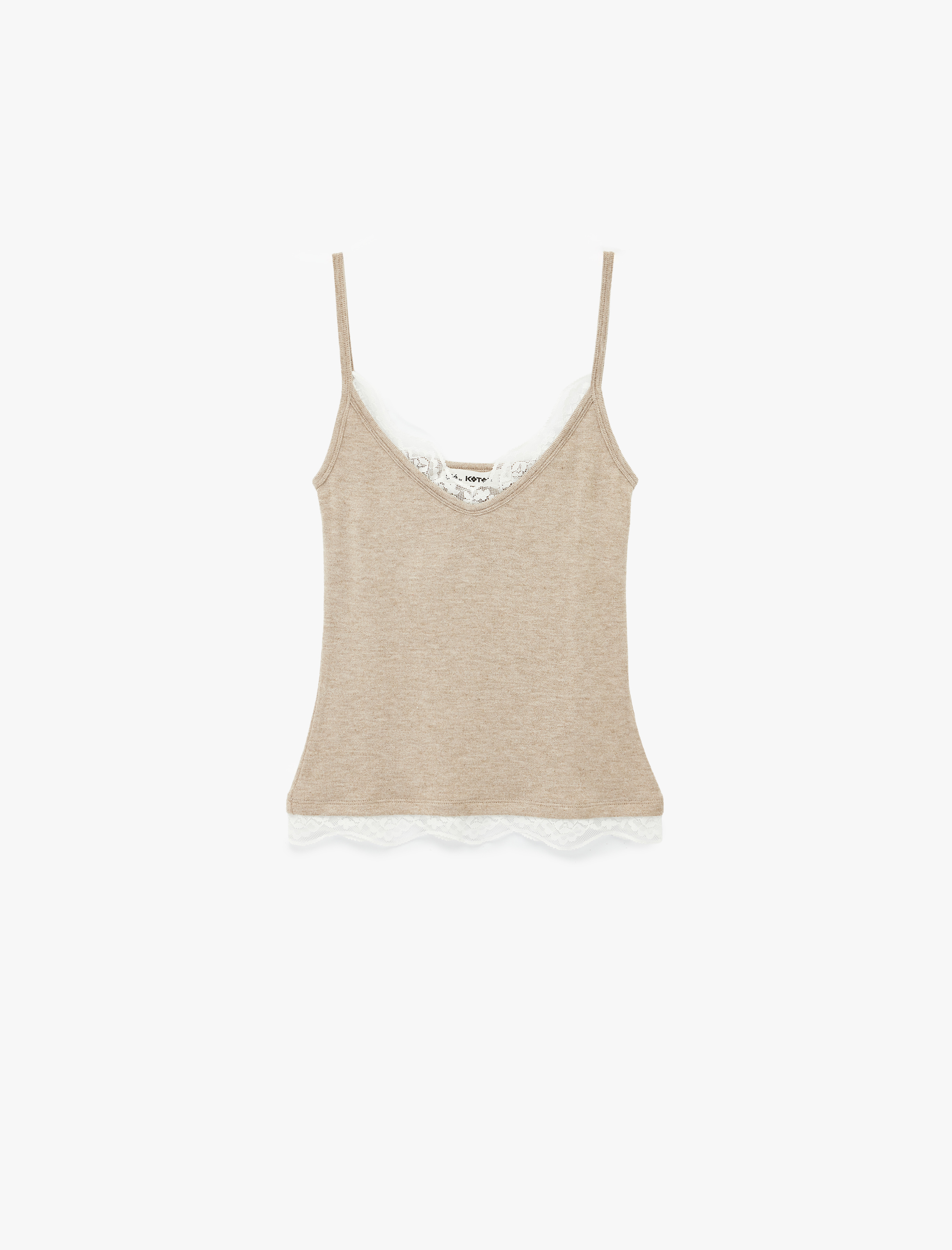   Dantel Detaylı Viskon Kolsuz Slim Fit İnce Askılı Atlet