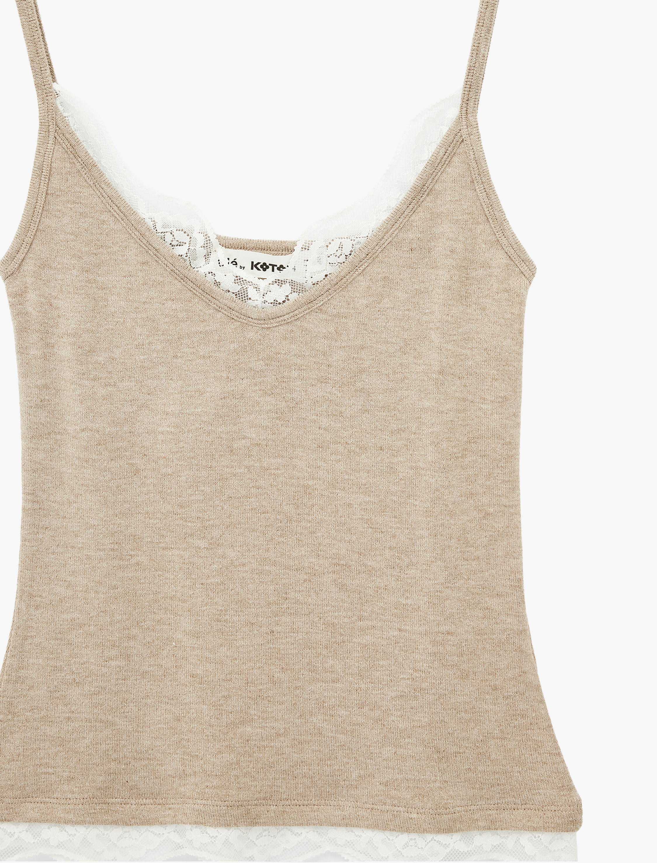   Dantel Detaylı Viskon Kolsuz Slim Fit İnce Askılı Atlet