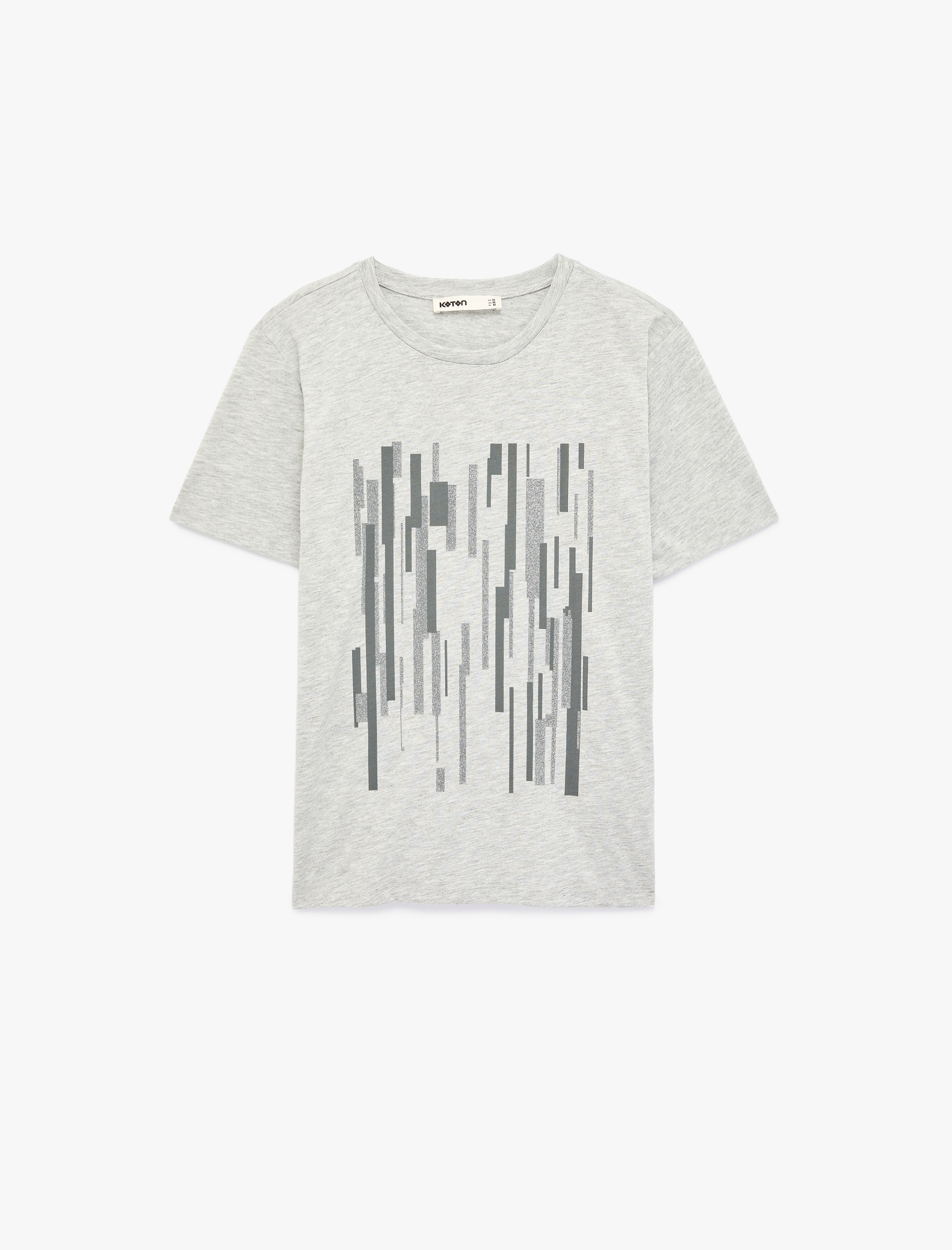   Kısa Kollu Bisiklet Yaka Baskılı Tişört