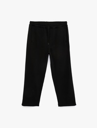 Beli Bağcıklı Cepli Rahat Kalıp Geniş Paça Spor Eşofman Altı