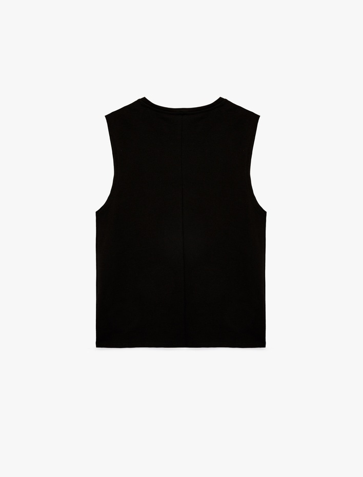  Pamuklu Baskılı Kolsuz Bisiklet Yaka Spor Atlet