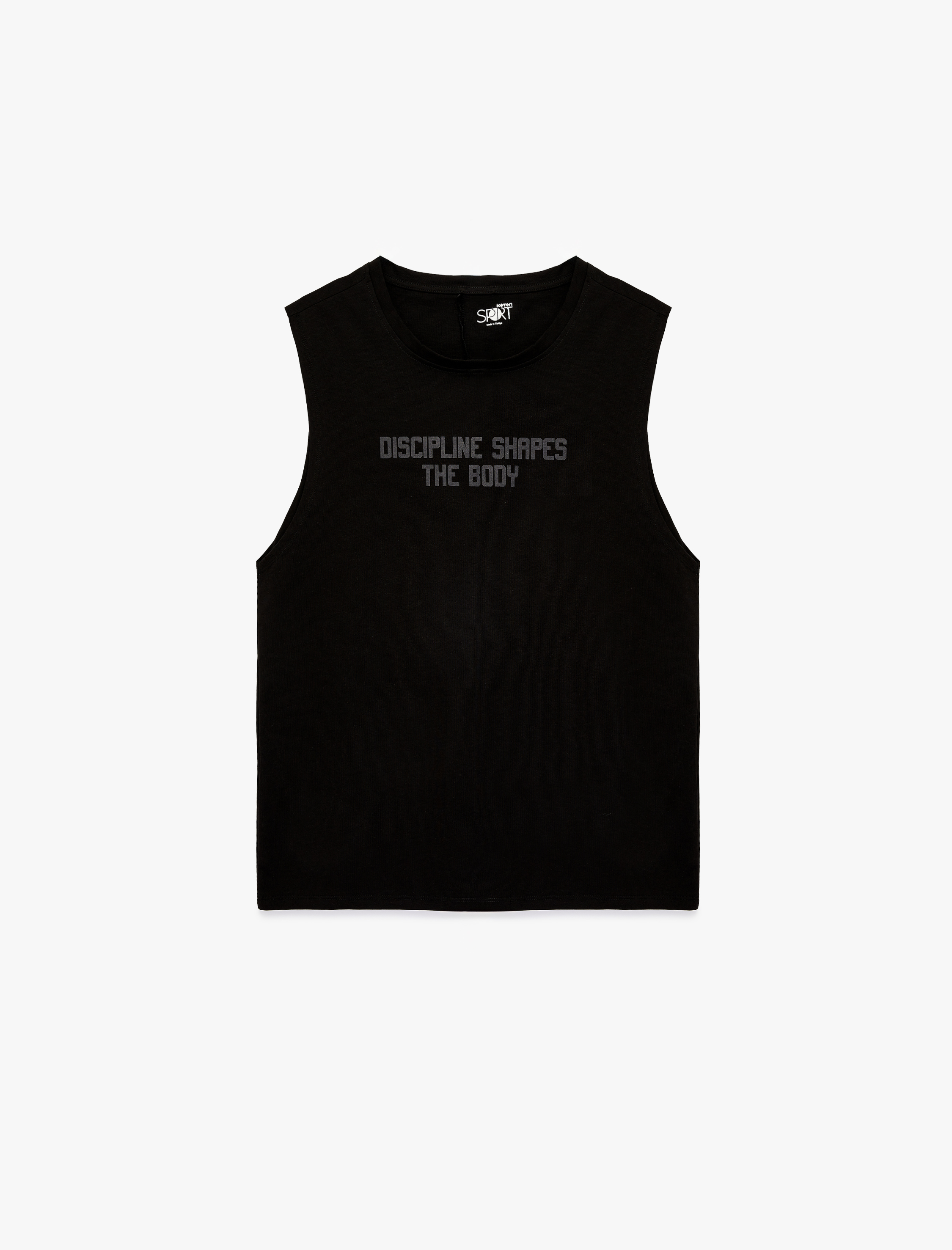   Pamuklu Baskılı Kolsuz Bisiklet Yaka Spor Atlet