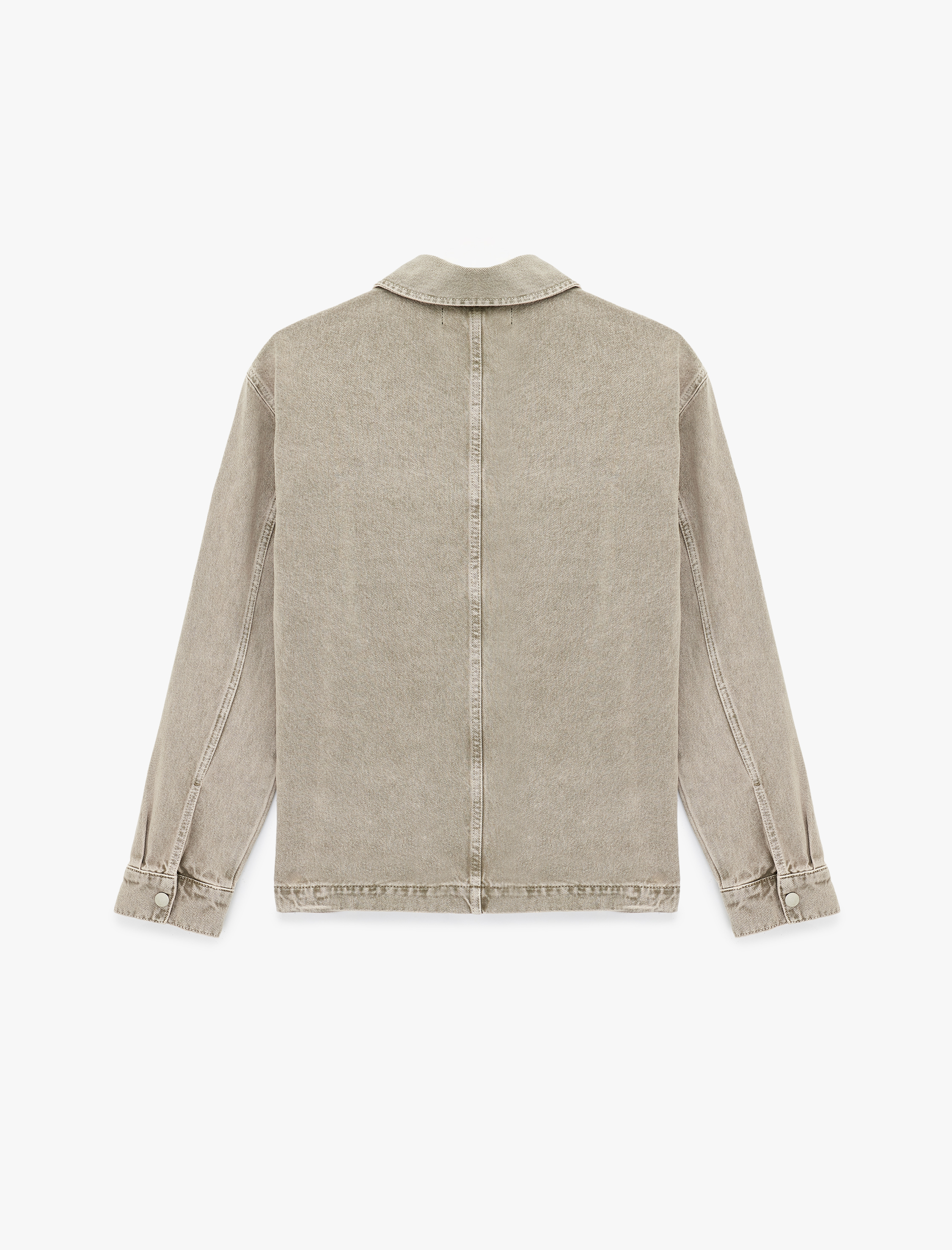   Uzun Kollu Pamuklu Cepli Fermuarlı Jean Gömlek Ceket