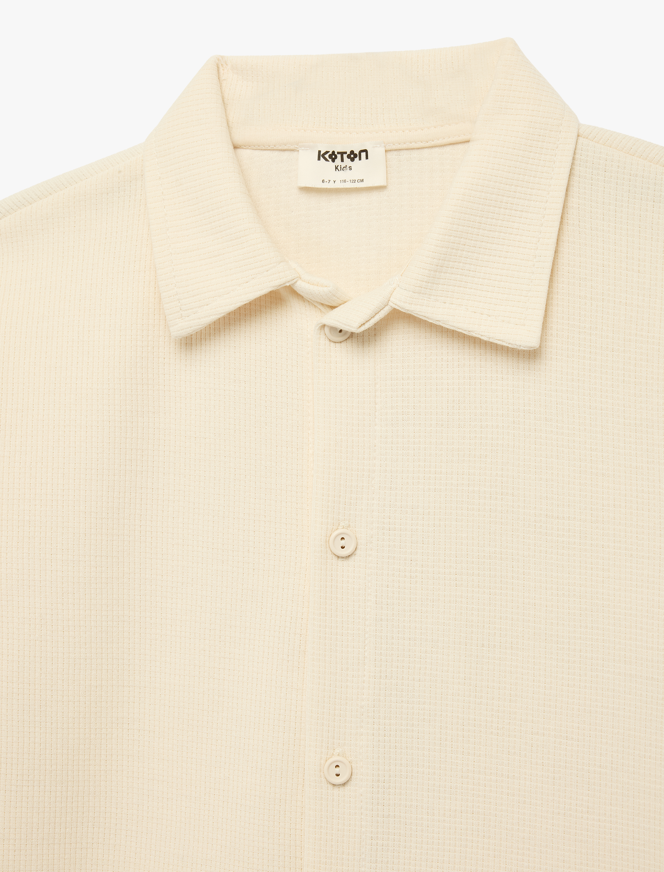  Erkek Çocuk Düğmeli Kısa Kollu Oversize Gömlek Yaka Tişört