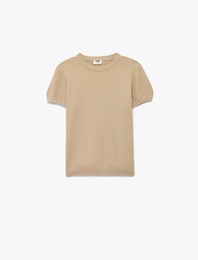 Kısa Kollu Bisiklet Yaka Basic Triko Kazak