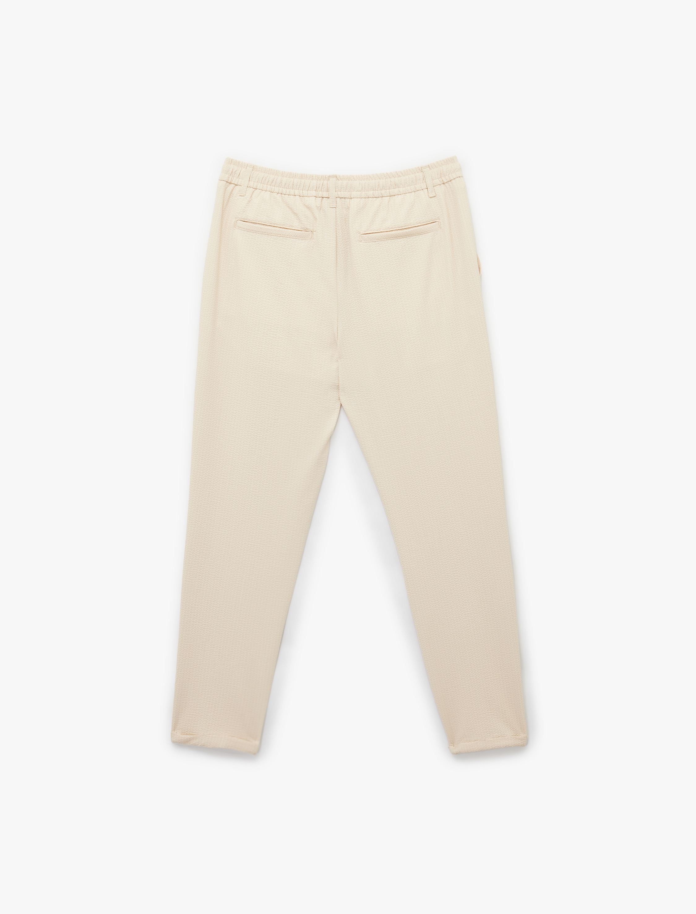   Duble Paça Cepli Beli Lastikli Düğmeli Pantolon