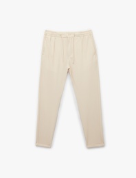 Duble Paça Cepli Beli Lastikli Düğmeli Pantolon