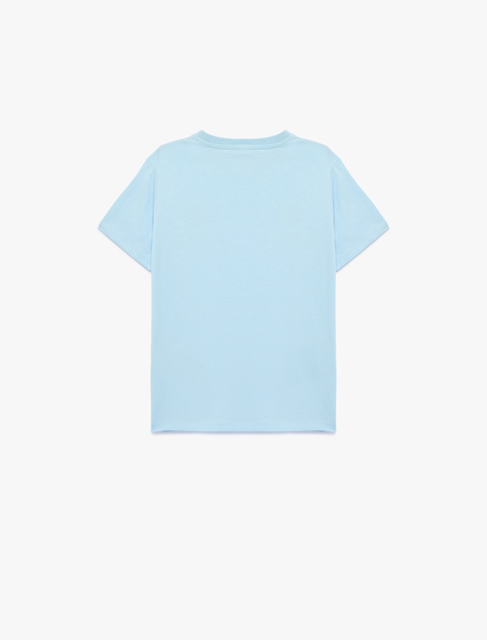 Erkek Çocuk Palmiyeli Baskılı Kısa Kollu Bisiklet Yaka Pamuklu Tişört