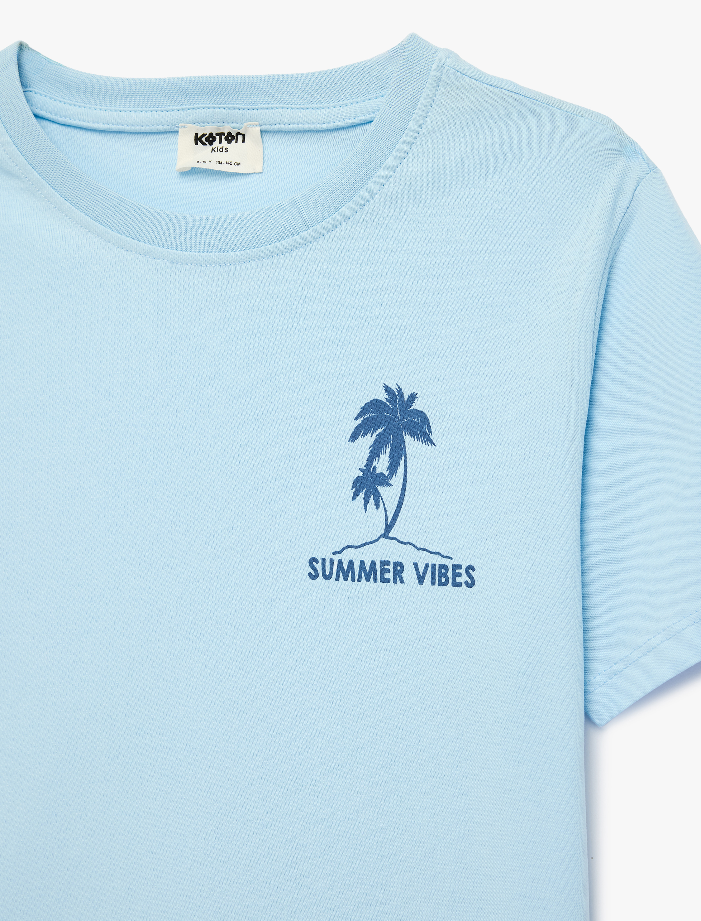  Erkek Çocuk Palmiyeli Baskılı Kısa Kollu Bisiklet Yaka Pamuklu Tişört