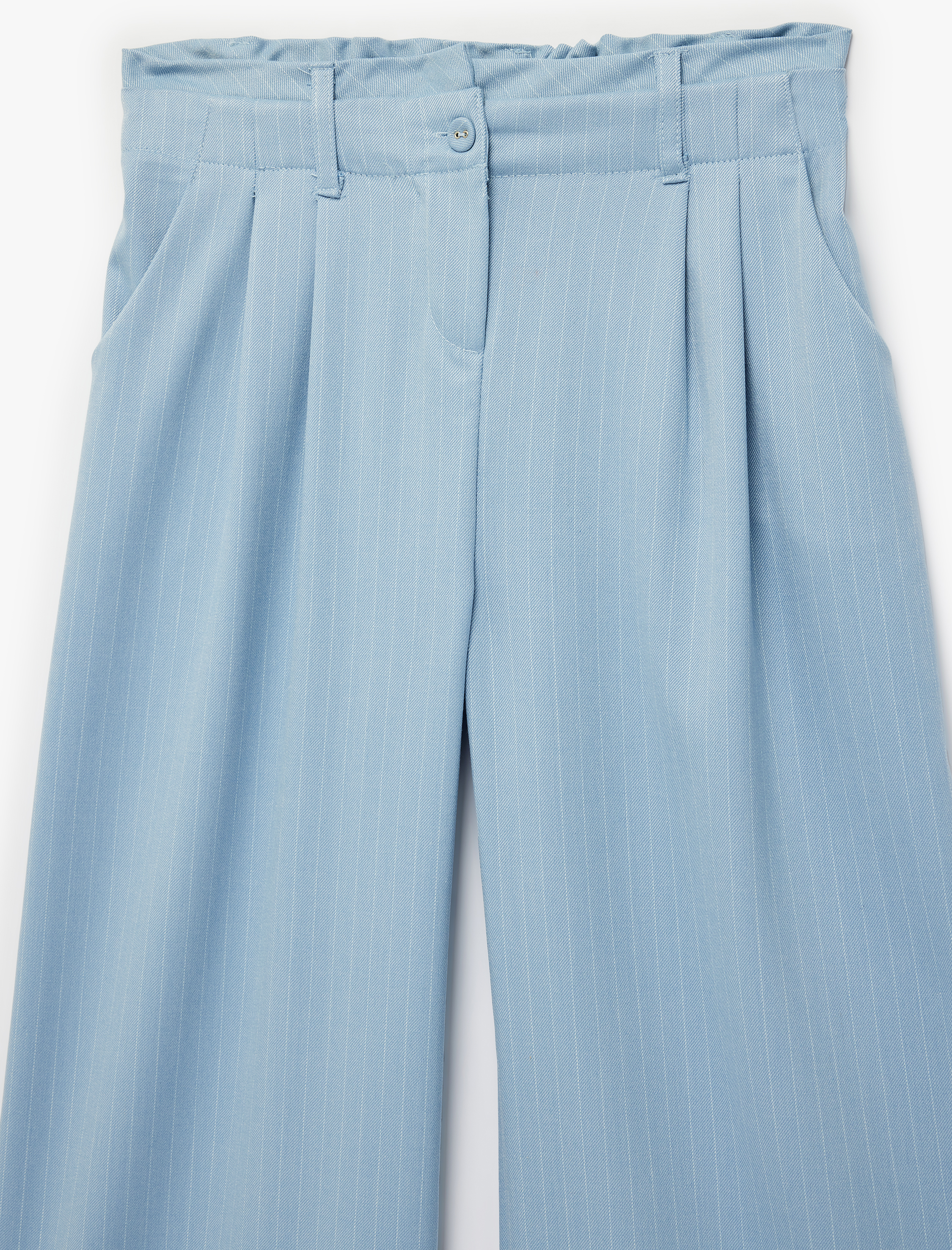  Kız Çocuk Viskon Karışımlı Yüksek Bel Çizgili Geniş Paça  Pantolon