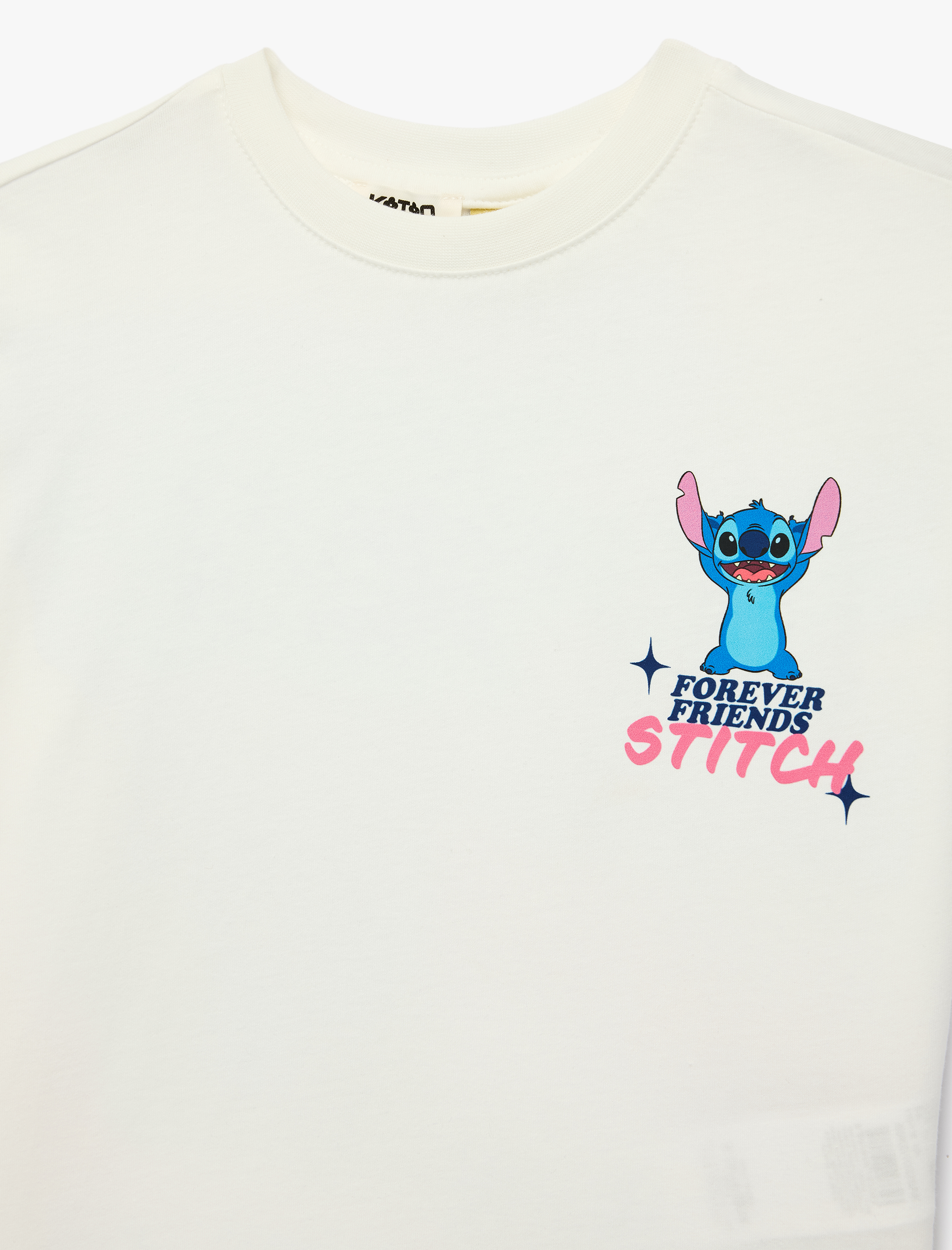  Kız Çocuk Stitch Baskılı Kısa Kollu Pamuklu Bisiklet Yaka Lisanslı Tişört