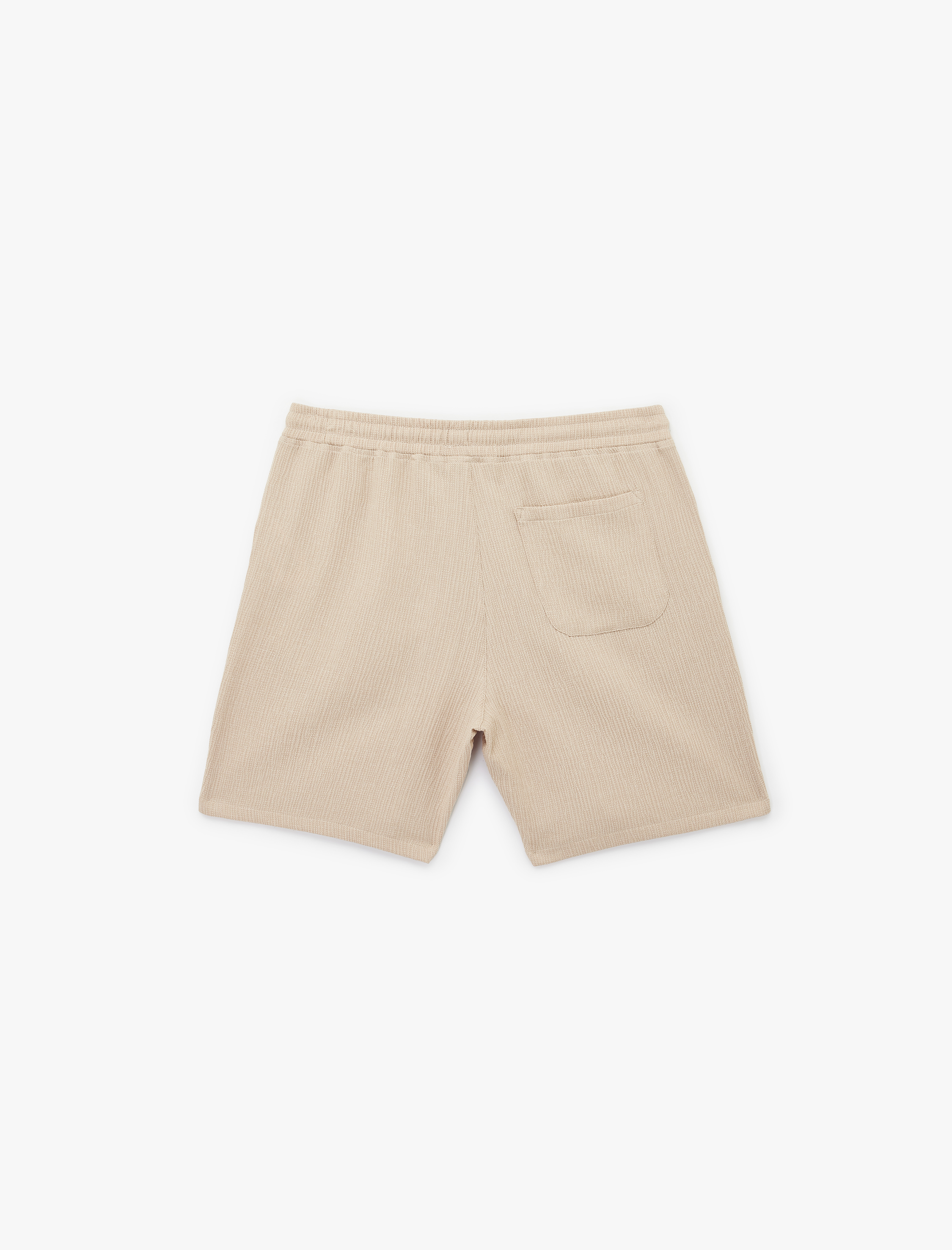   Bermuda Cepli Dokulu Beli Bağcıklı Şort