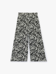 Desenli Geniş Paça Uzun Pantolon