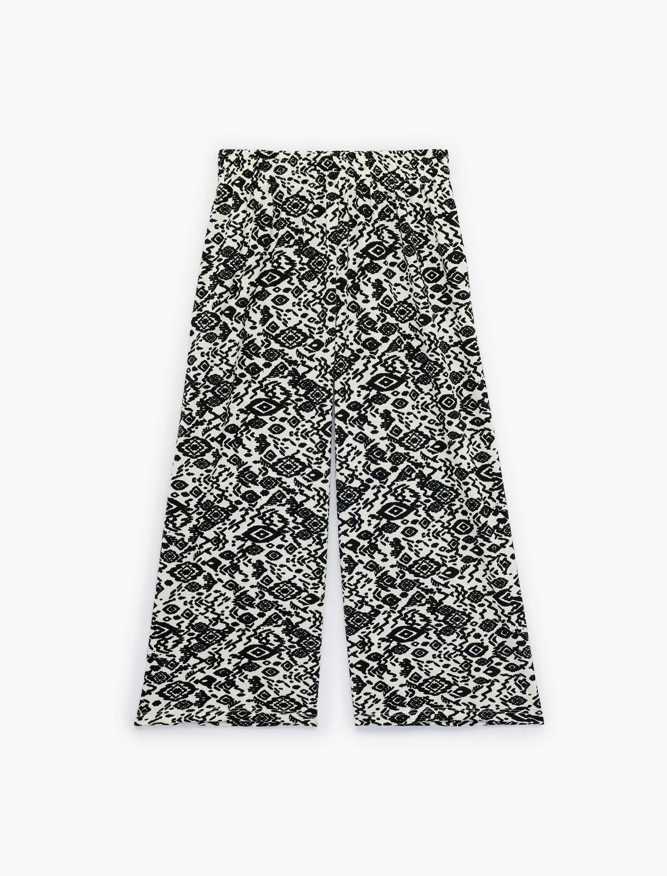  Kız Çocuk Desenli Geniş Paça Uzun Pantolon