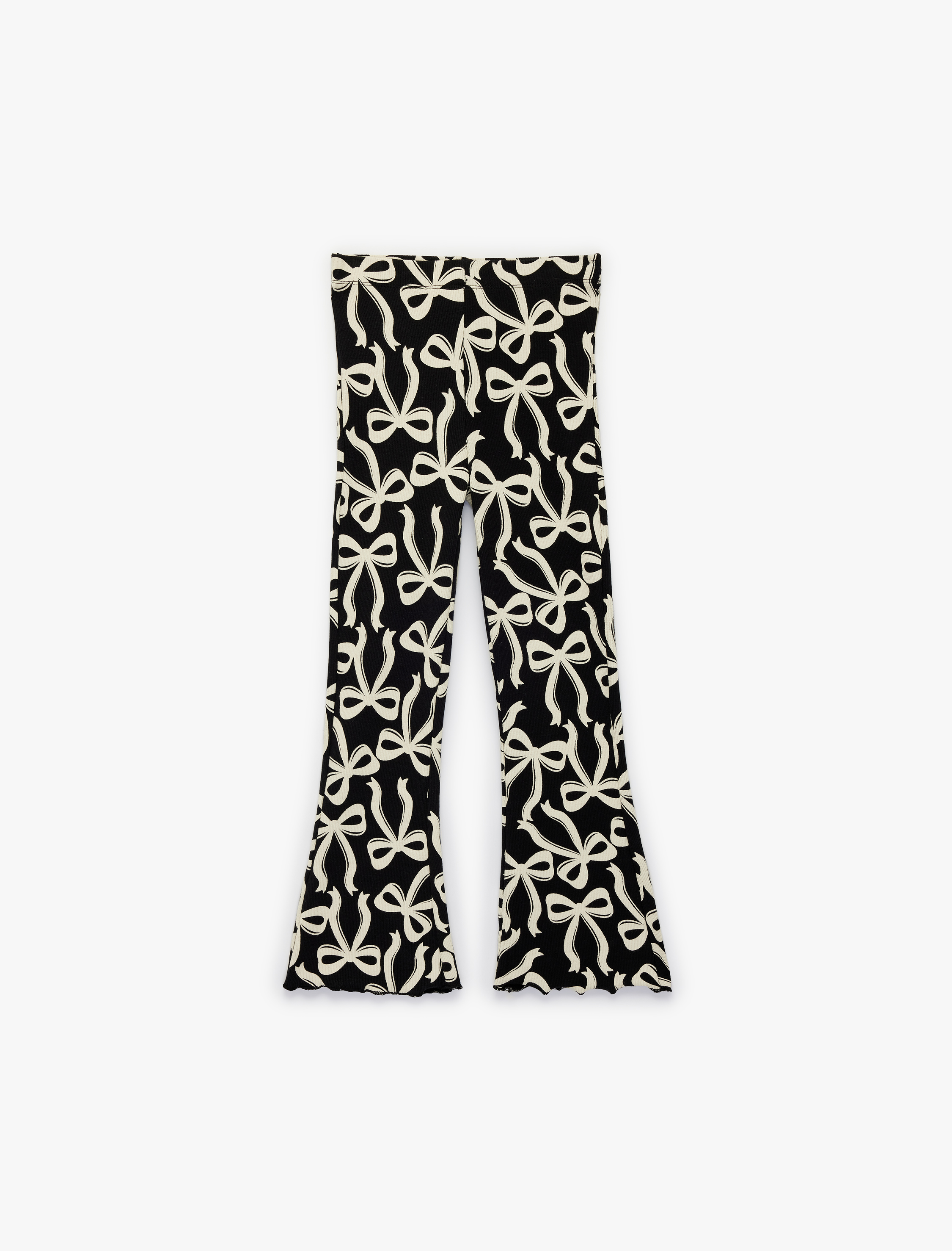  Kız Çocuk Fiyonk Desenli Kaşkorse İspanyol Paça Tayt