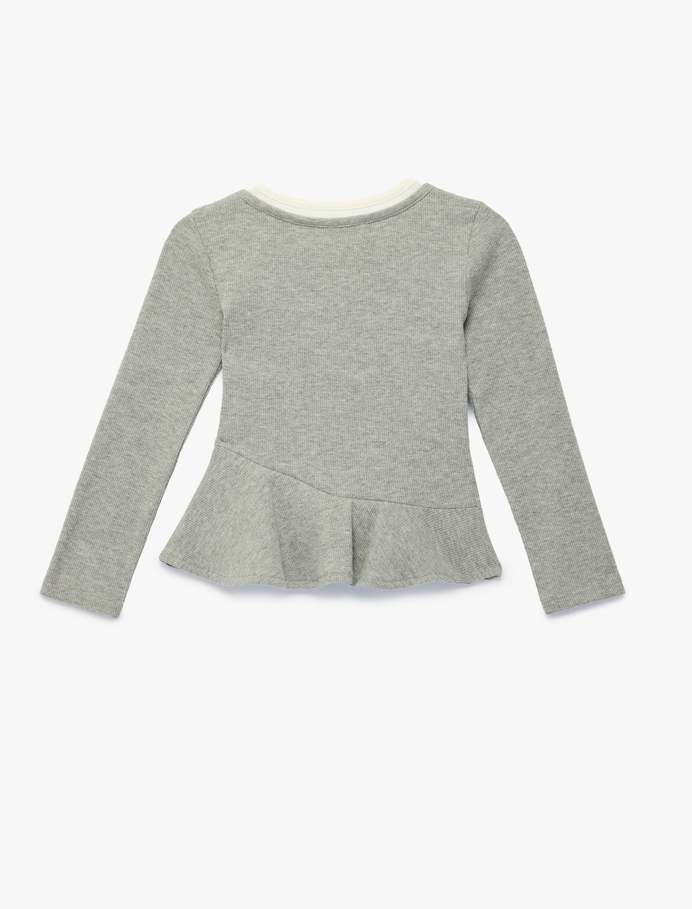  Kız Çocuk Uzun Kollu Bisiklet Yaka Düğme Detaylı Kaşkorse Bluz