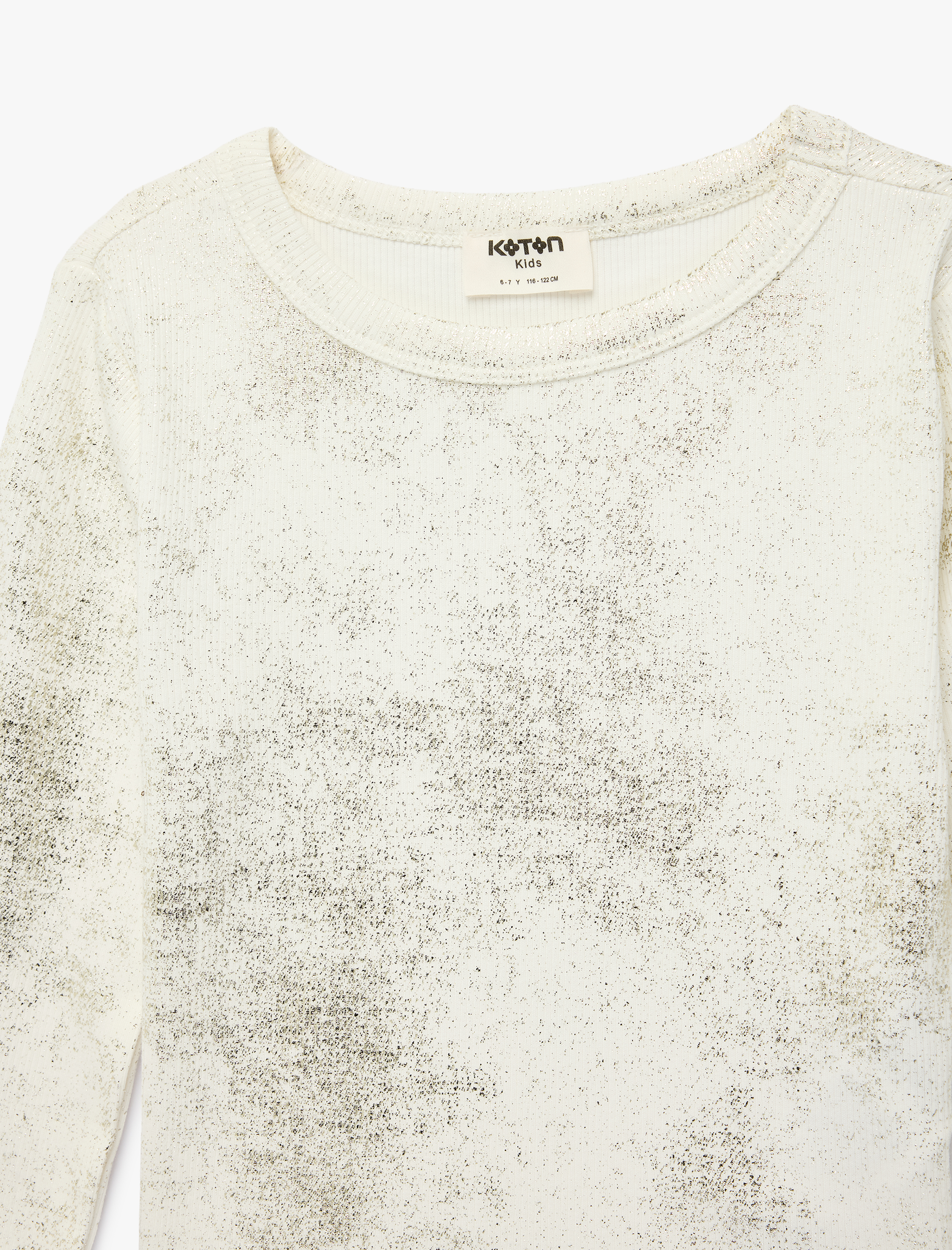  Kız Çocuk Sim Detaylı Uzun Kollu Bisiklet Yaka Pamuklu Bluz