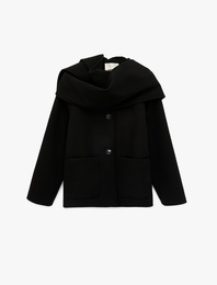 Uzun Kollu Şal Yaka Mevsimlik İnce Kaşe Ceket