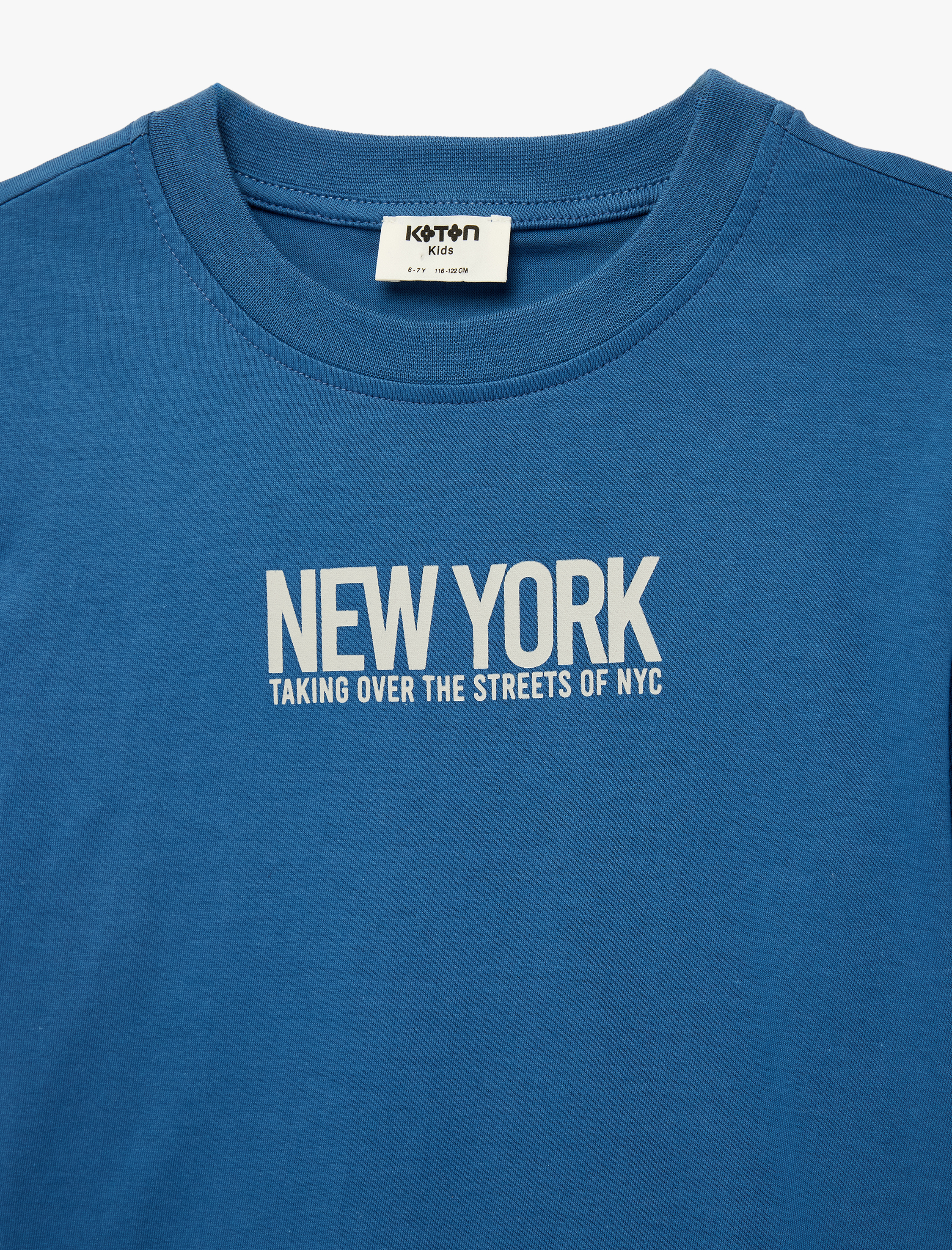  Erkek Çocuk Pamuklu Uzun Kollu Bisiklet Yaka Baskılı Tişört