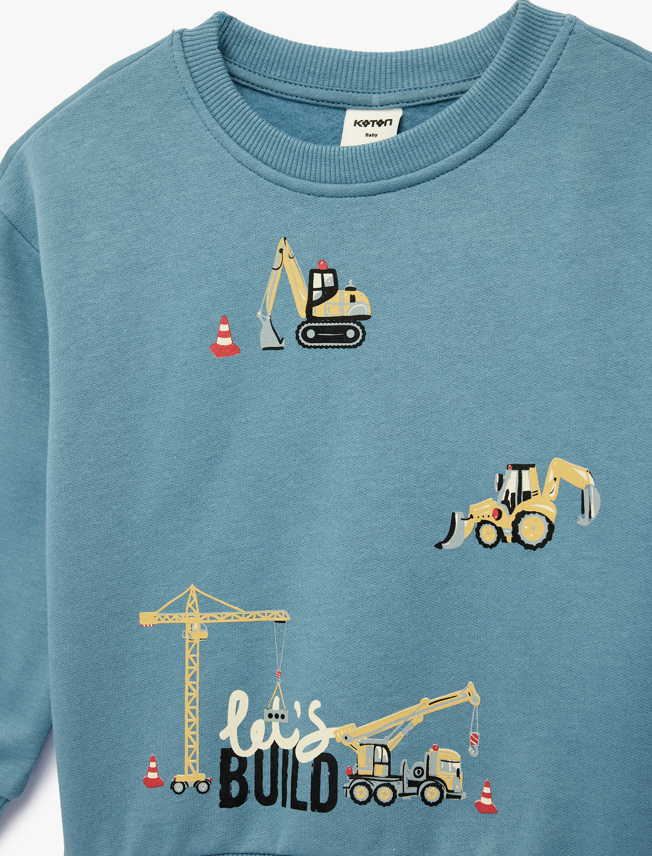  Erkek Bebek Uzun Kollu Bisiklet Yaka Şardonlu Pamuklu Oversize Sweatshirt