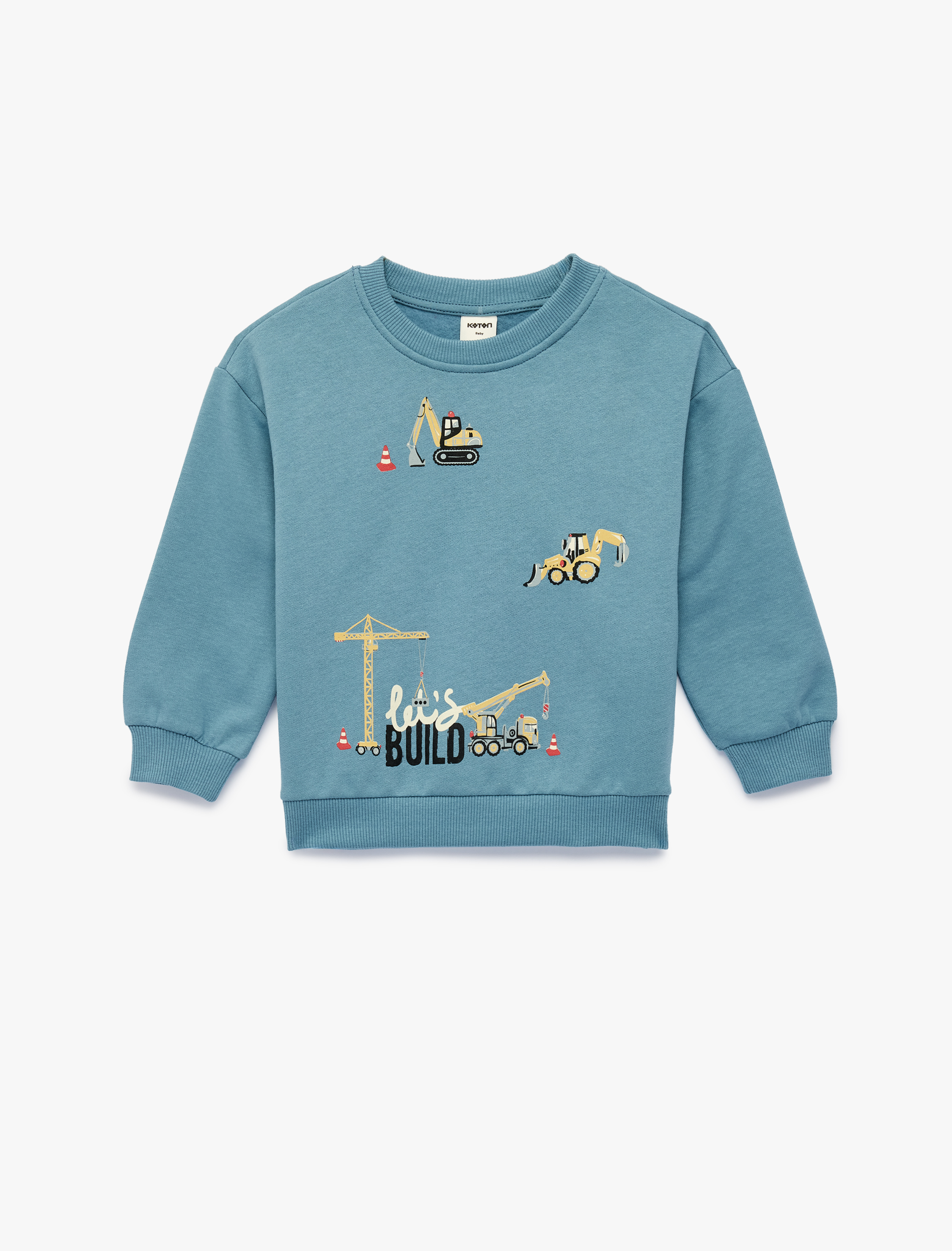  Erkek Bebek Uzun Kollu Bisiklet Yaka Şardonlu Pamuklu Oversize Sweatshirt