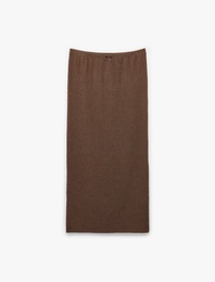 Bürümcük Kumaş Slim Fit Fiyonk Detaylı Midi Etek