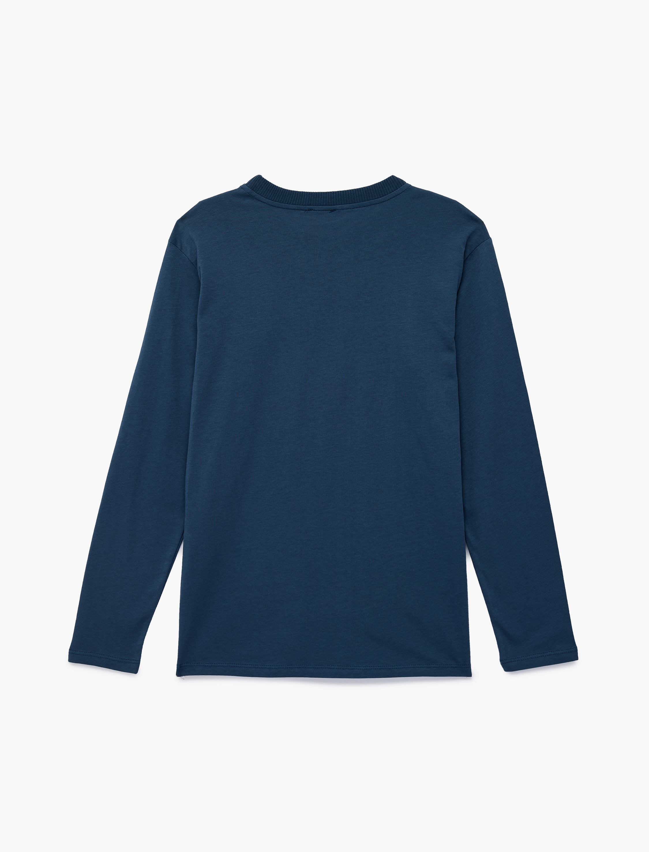  Erkek Çocuk Pamuklu Uzun Kollu Bisiklet Yaka Baskılı Tişört