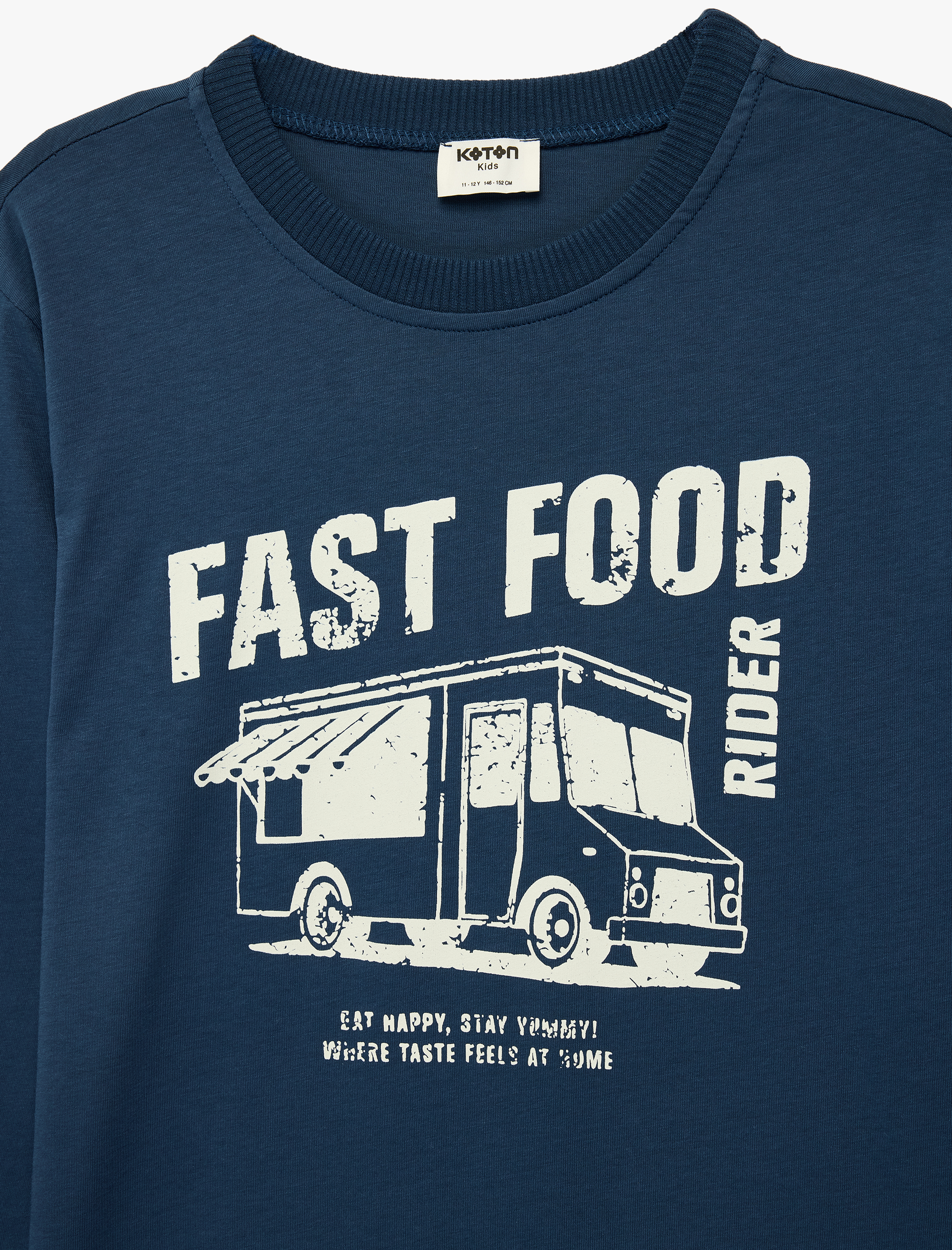  Erkek Çocuk Pamuklu Uzun Kollu Bisiklet Yaka Baskılı Tişört