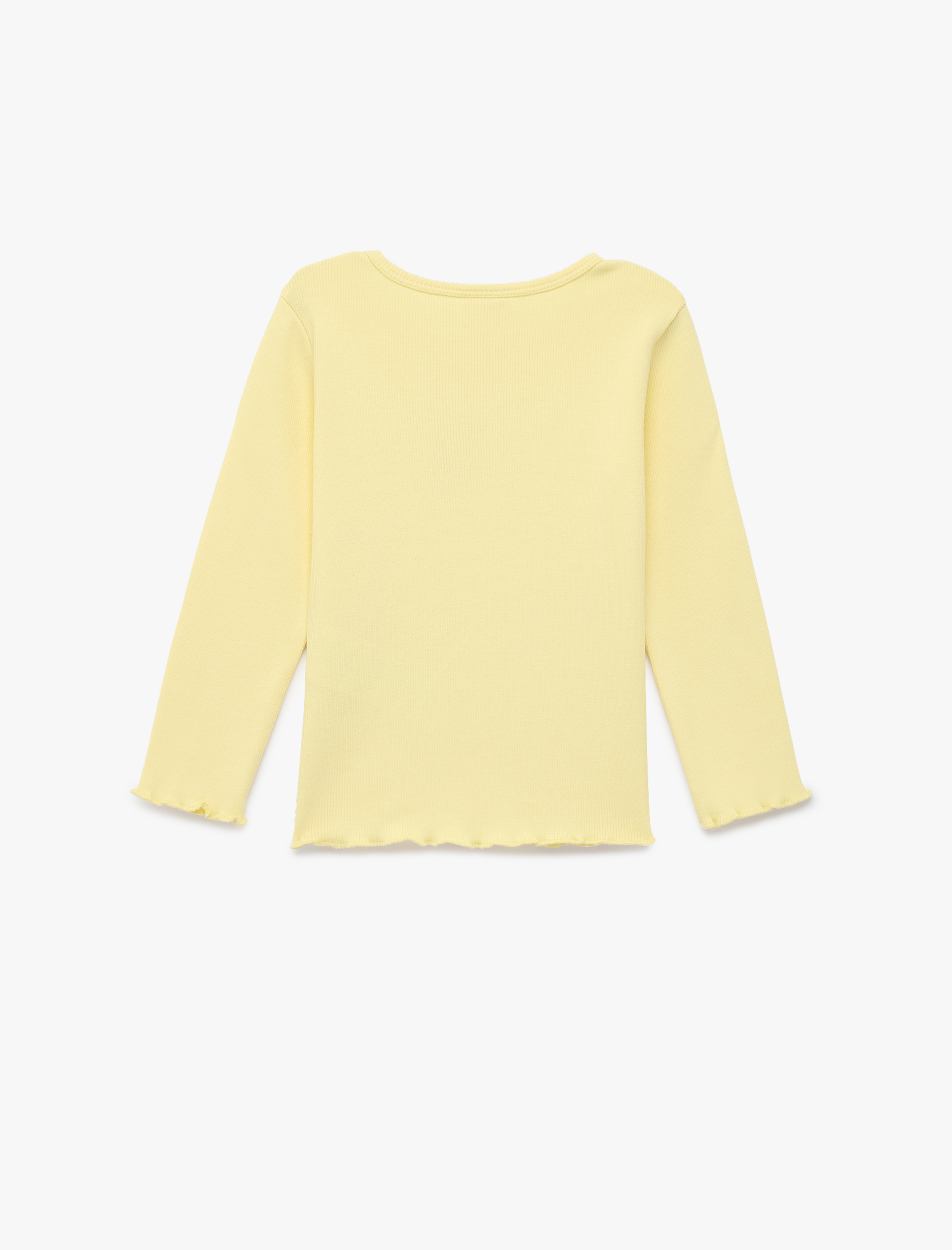  Kız Bebek Ribanalı Nakışlı Uzun Kollu Bisiklet Yaka Pamuklu Tişört