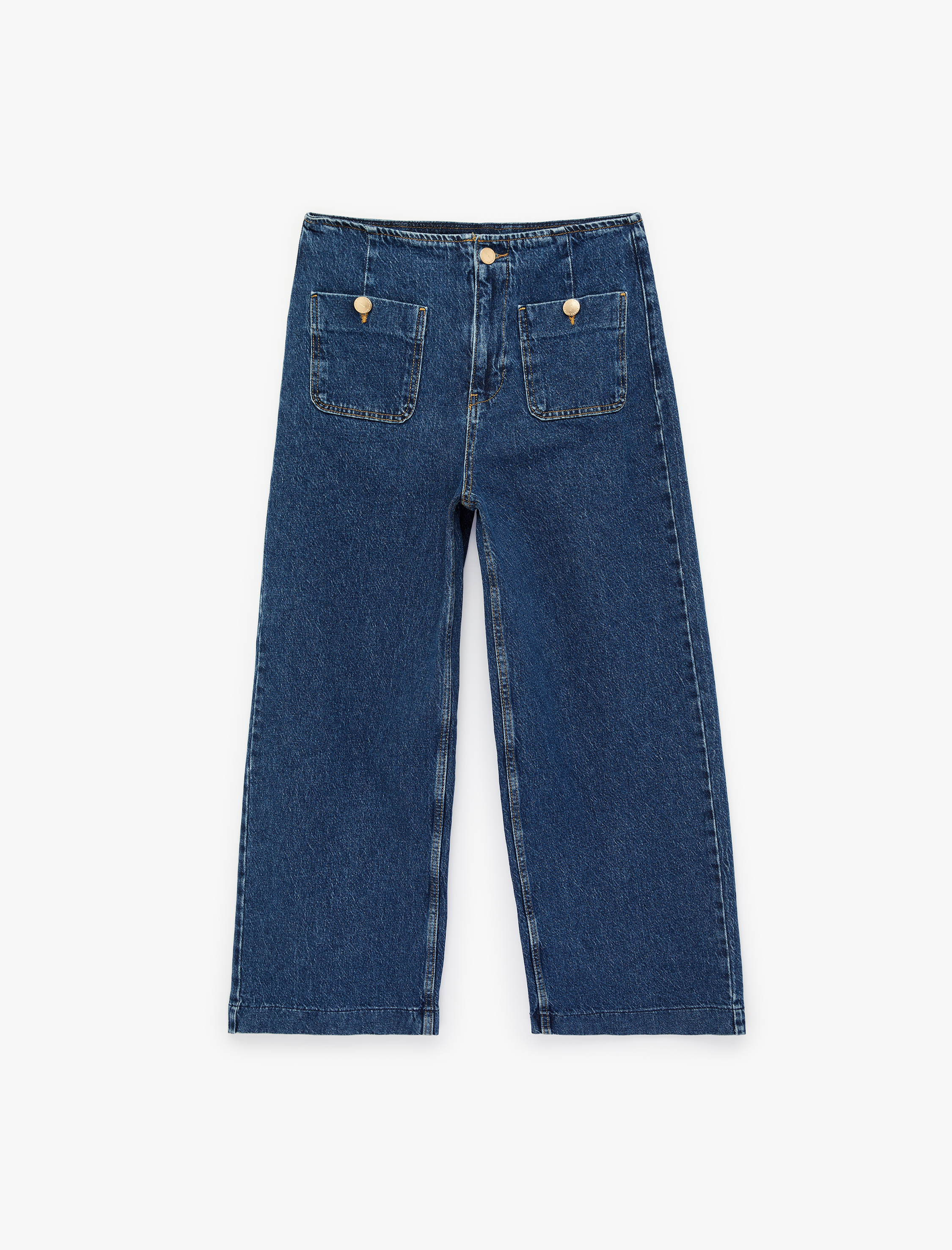   Pamuklu Cepli Normal Bel Culotte Pantolon - Culotte Jeans