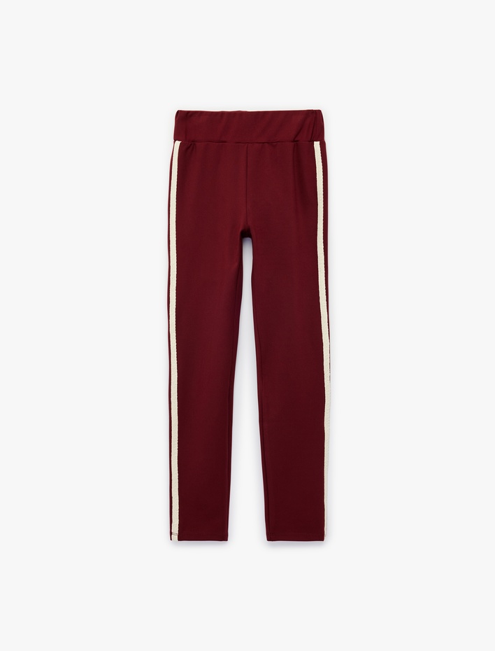 Kız Çocuk Şerit Detaylı Beli Lastikli Tayt