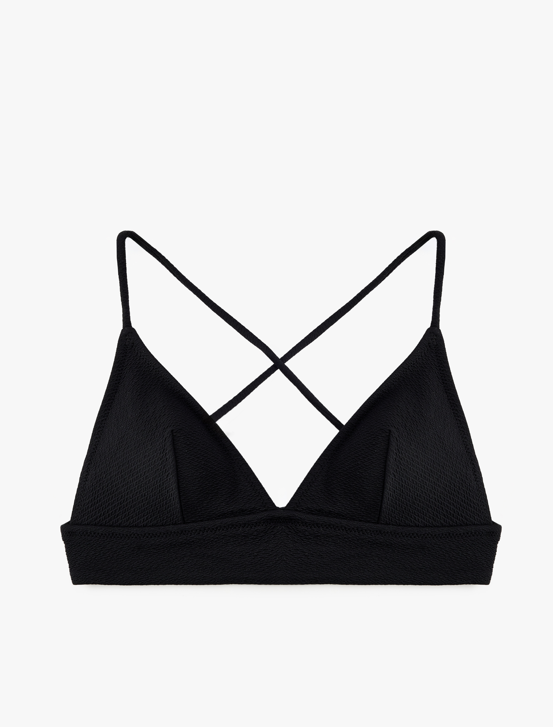   Çapraz Askılı Dokulu Bralet Bikini Üstü