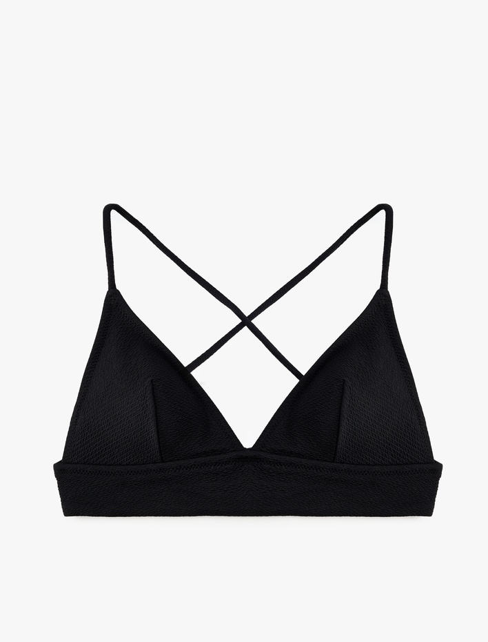  Çapraz Askılı Dokulu Bralet Bikini Üstü