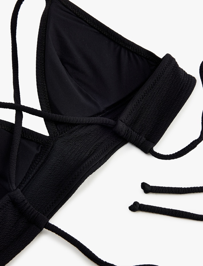  Çapraz Askılı Dokulu Bralet Bikini Üstü