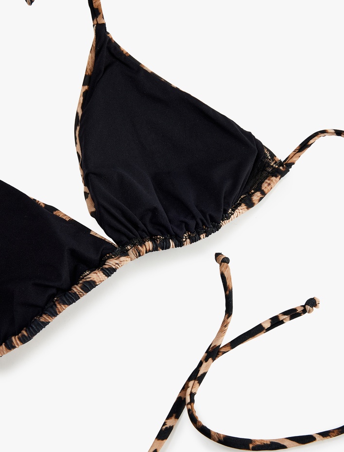  Leopar Desenli Üçgen Bikini Üstü