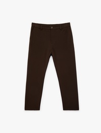 Regular Fit Viskon Karışımlı Cepli Düğmeli Kumaş Pantolon