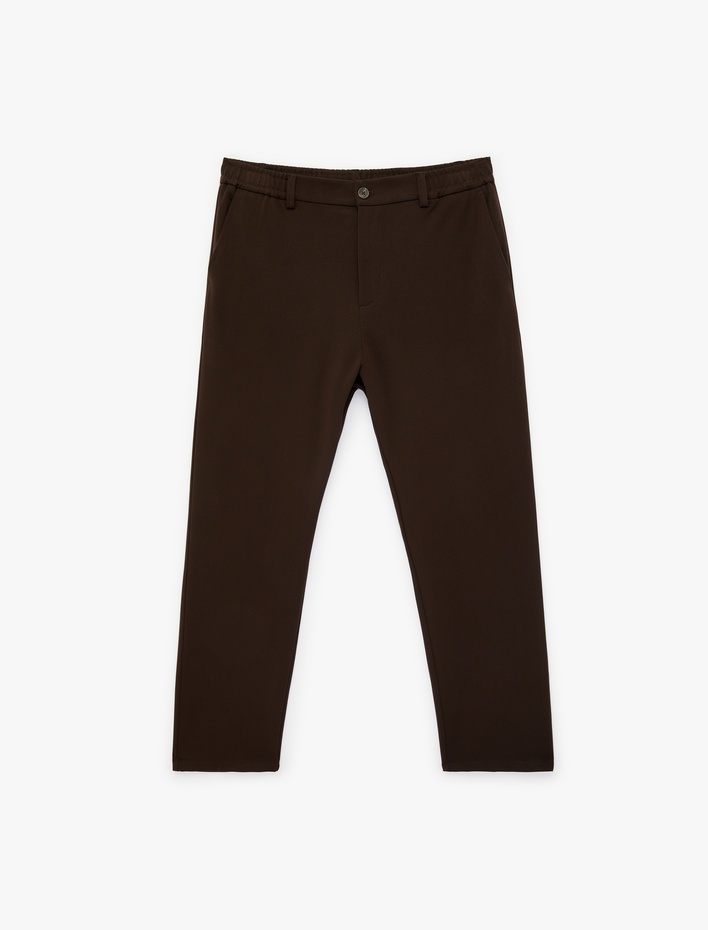  Regular Fit Viskon Karışımlı Cepli Düğmeli Kumaş Pantolon