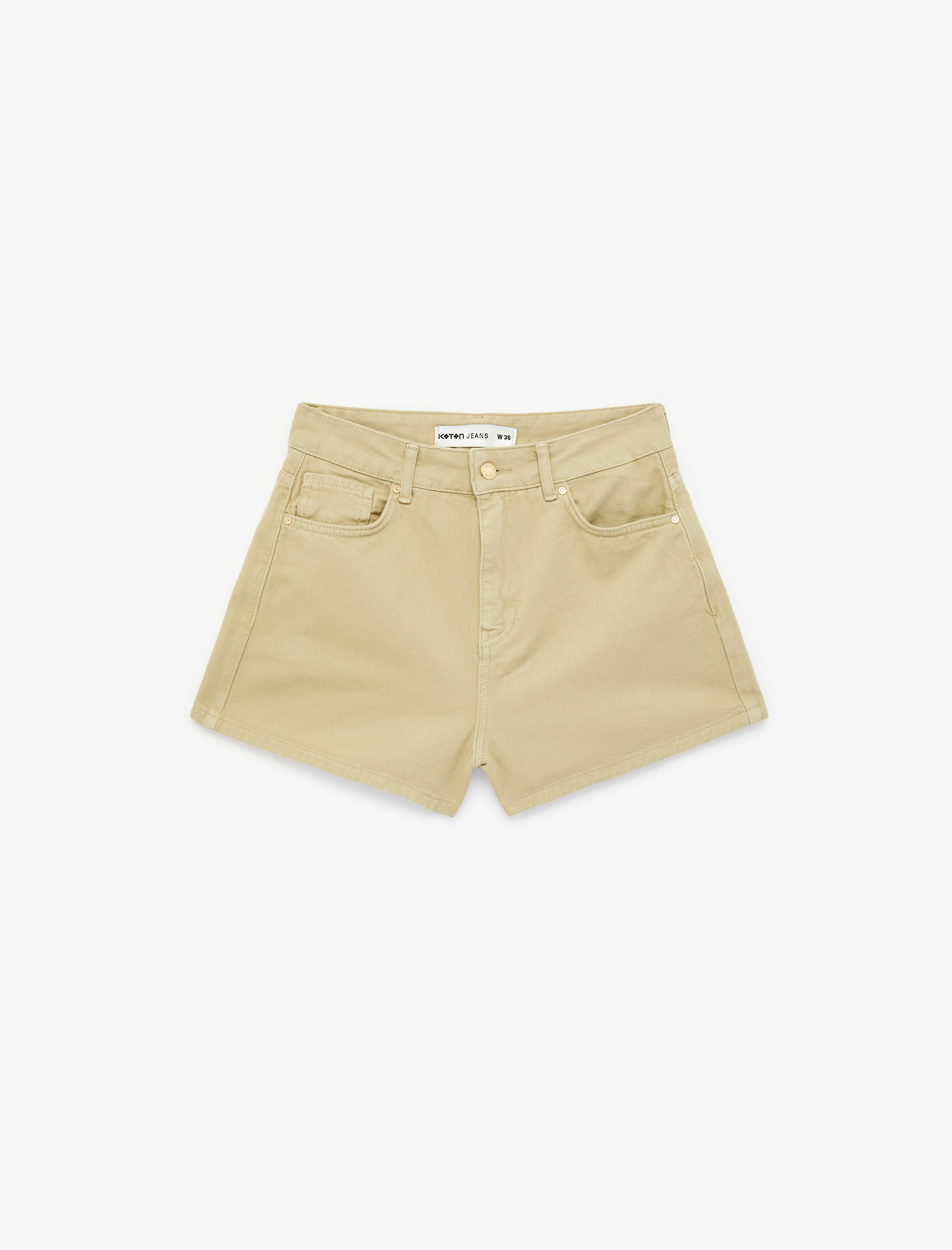   Pamuklu Düğmeli Beş Cepli Rahat Kalıp Mini Şort
