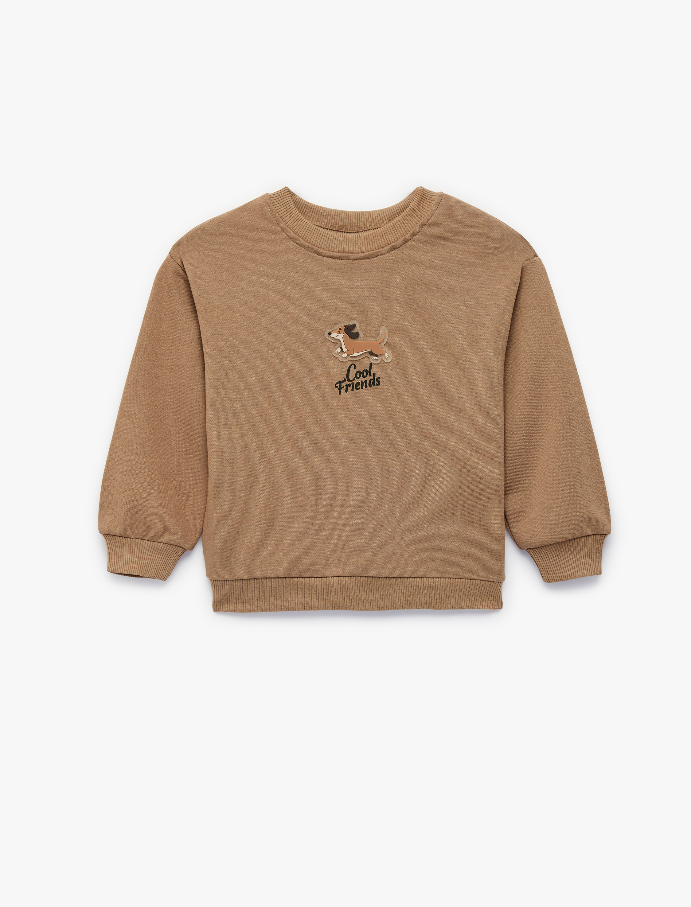  Erkek Bebek Köek Baskılı Uzun Kollu Bisiklet Yaka Sweatshirt