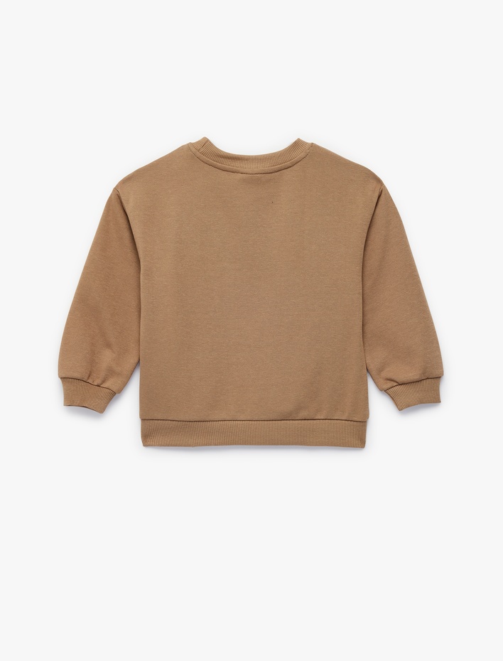 Erkek Bebek Köek Baskılı Uzun Kollu Bisiklet Yaka Sweatshirt