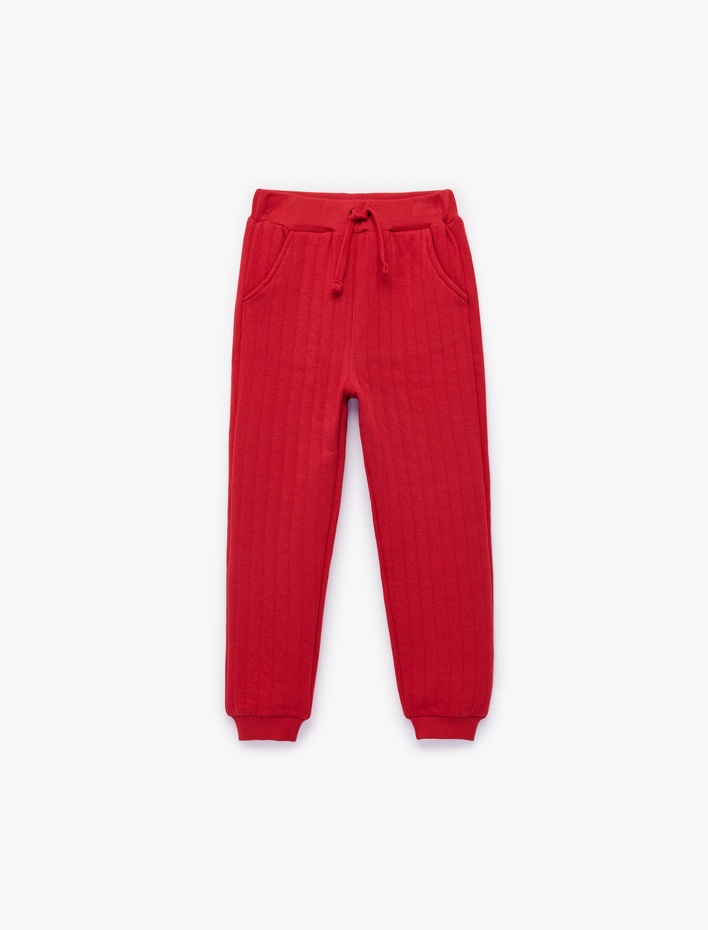 Erkek Bebek Pamuklu Beli Bağcıklı Celi Dokulu Eşofman Altı