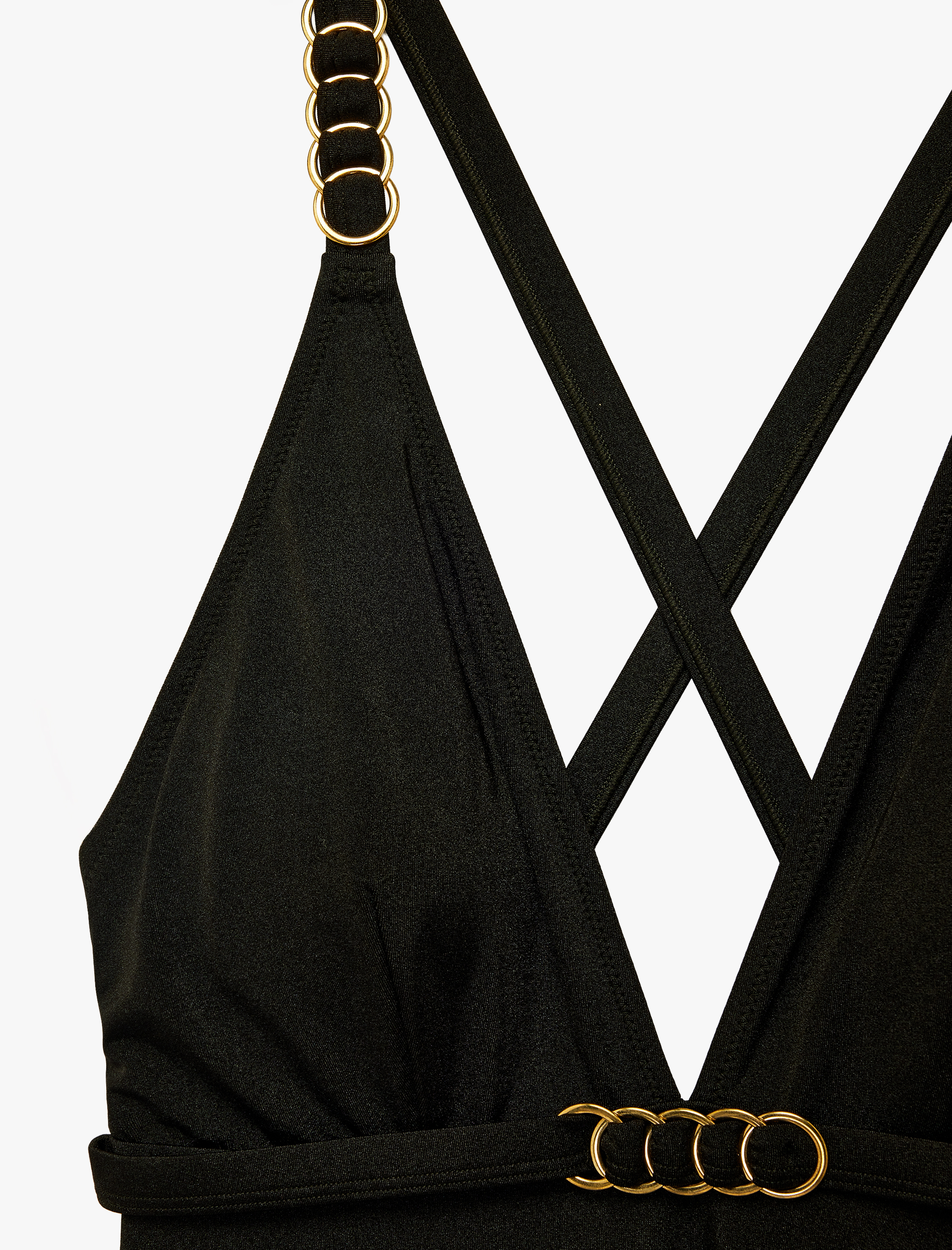   Derin V Yaka Aksesuarlı Kemerli Mayo