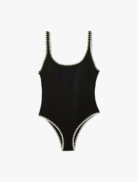 U Yaka Kalın Askılı Kroşe Detaylı Mayo